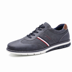 West Louis? Designer Leather Casual Lace-Up Sneakers perforated panels Adaptive Lacing Mechanism