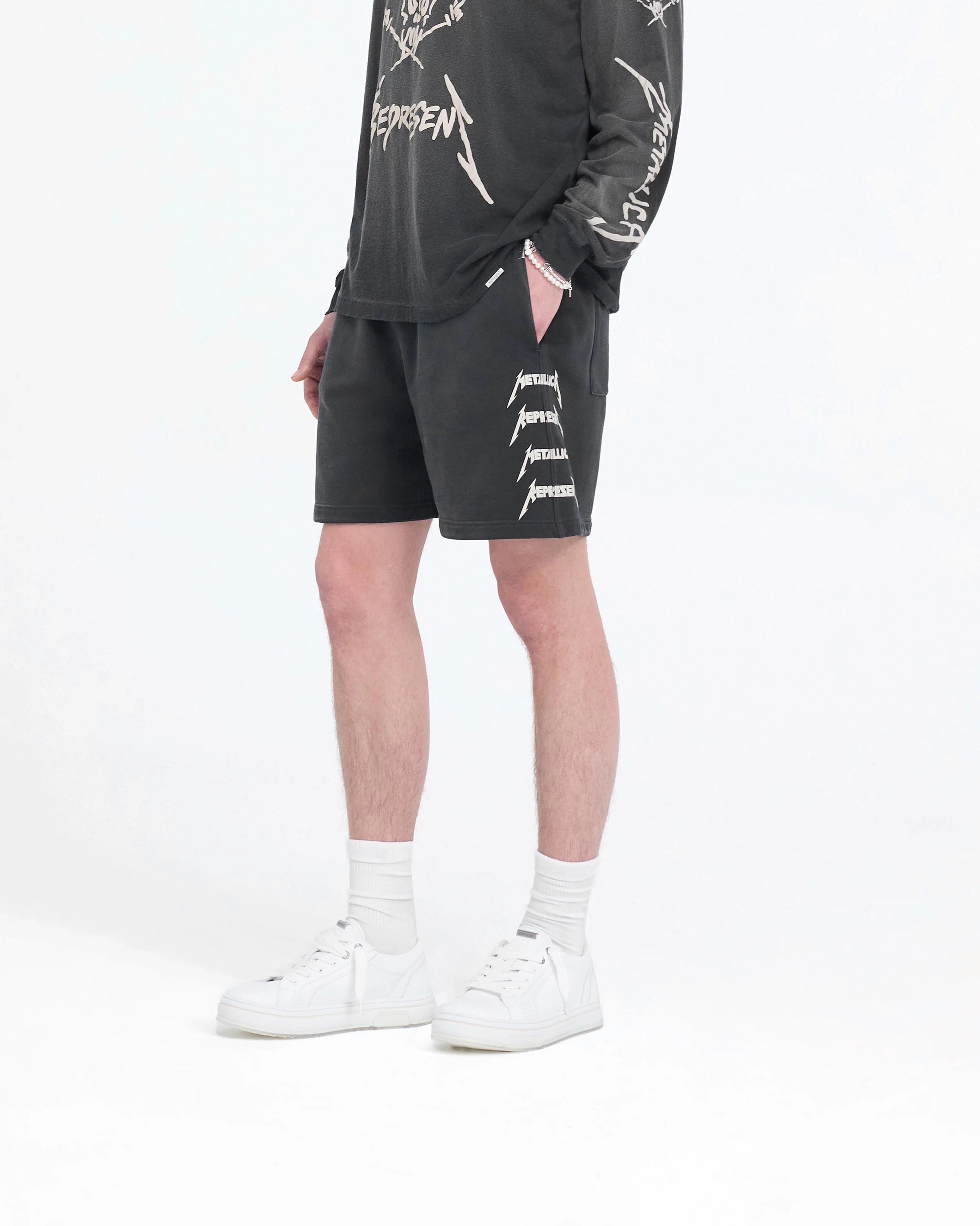 soccer shorts Represent X Metallica Local Crew Short - Stained Black