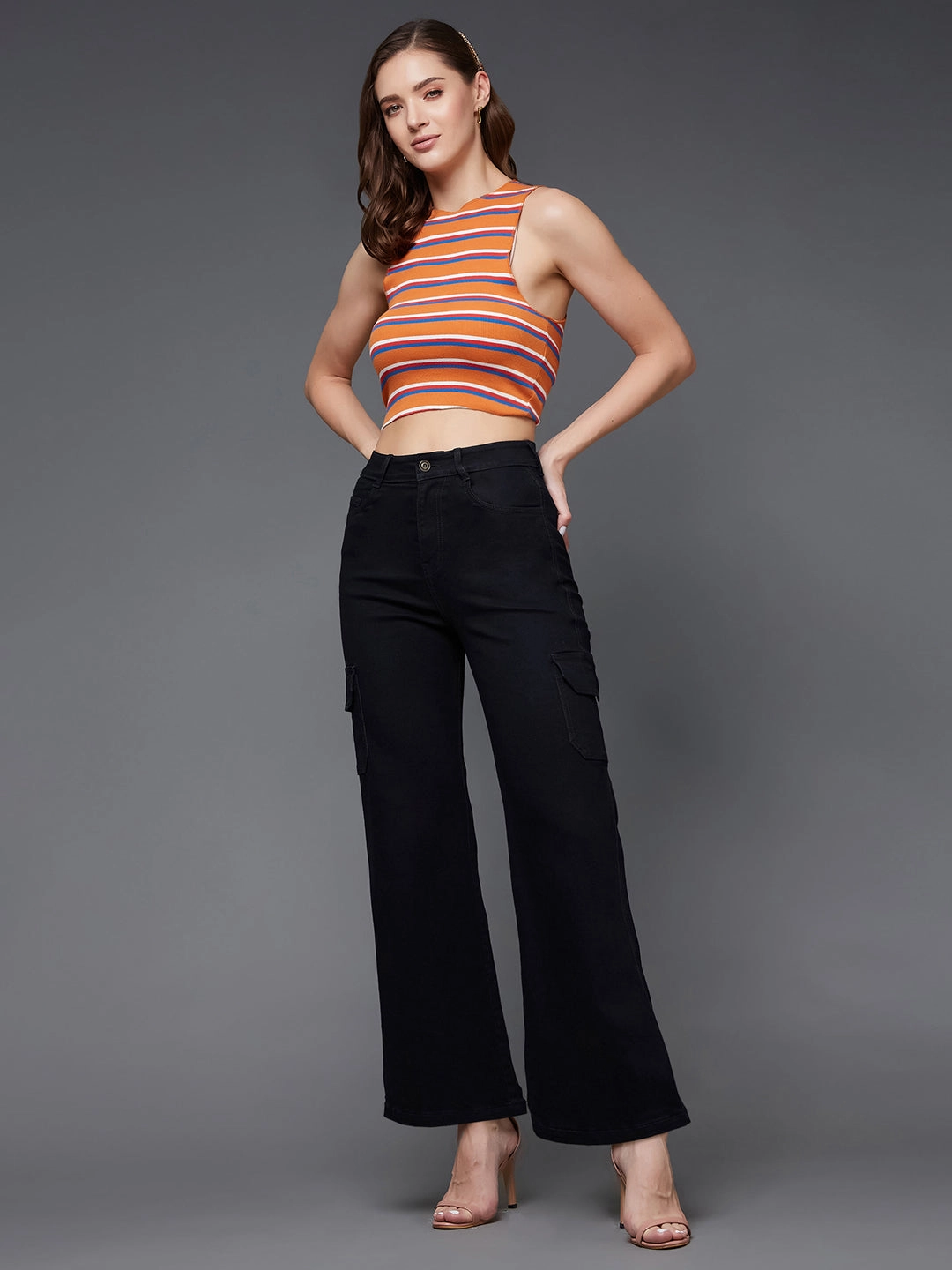 24/7 Comfort Black Wide-Leg High-Rise Stretchable Denim Jeans Morning Ready Streetwear Fan Premium