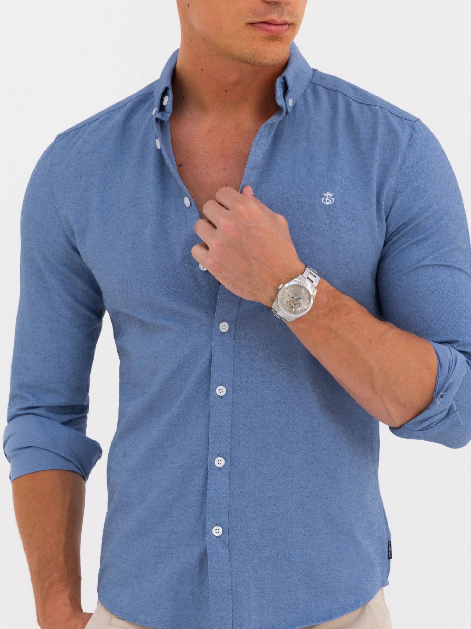 Sustainable Material Low Profile Pocket Design Dallas Long Sleeve Shirt - Denim Blue