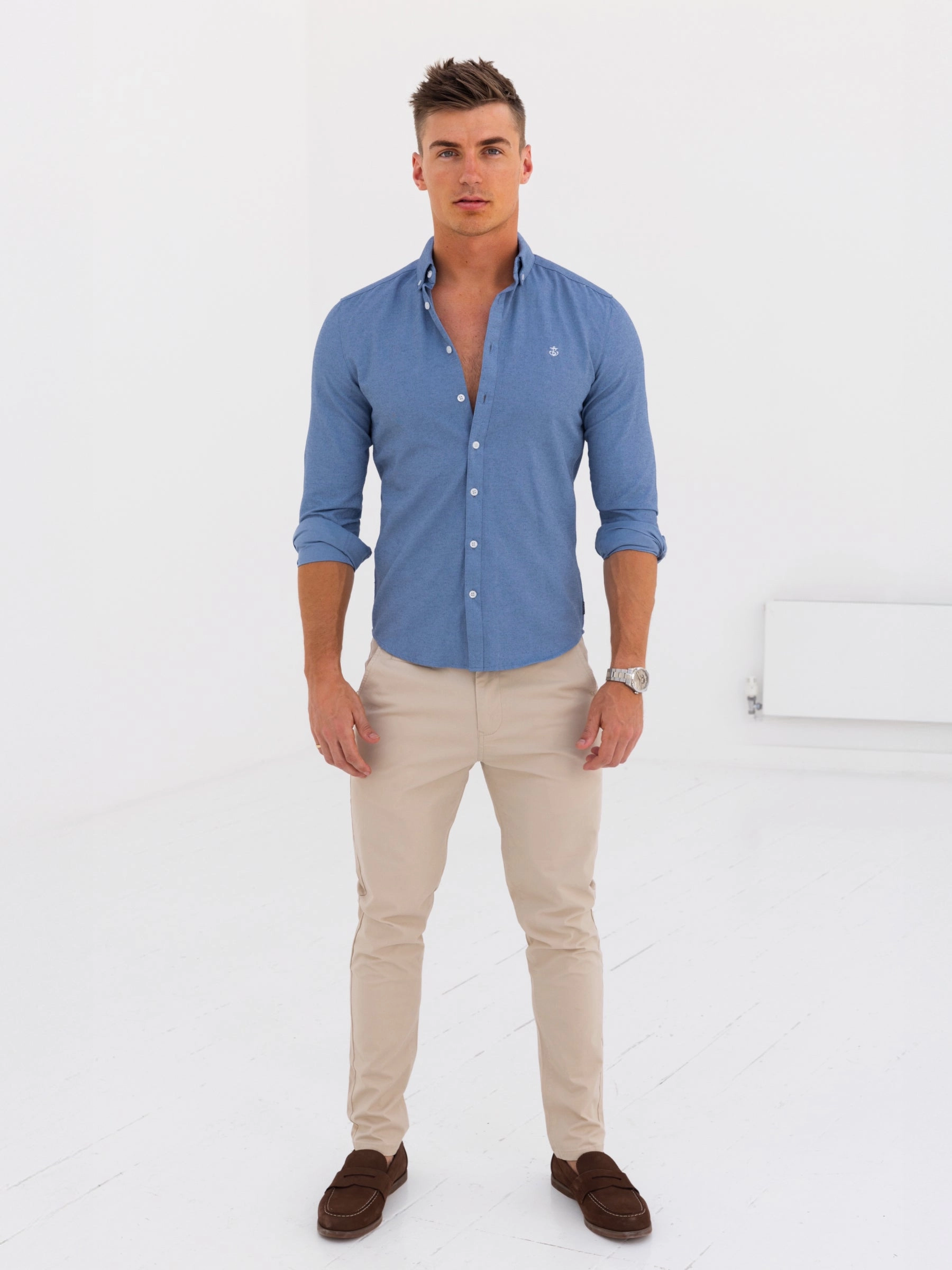 Anti Static Lining Dallas Long Sleeve Shirt - Denim Blue