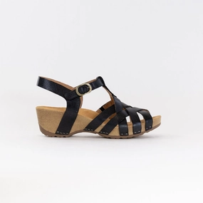 Dansko Tinley (Women's) - Black Milled Burnished Leather Chic Flip-flops for Men Effortless Walking