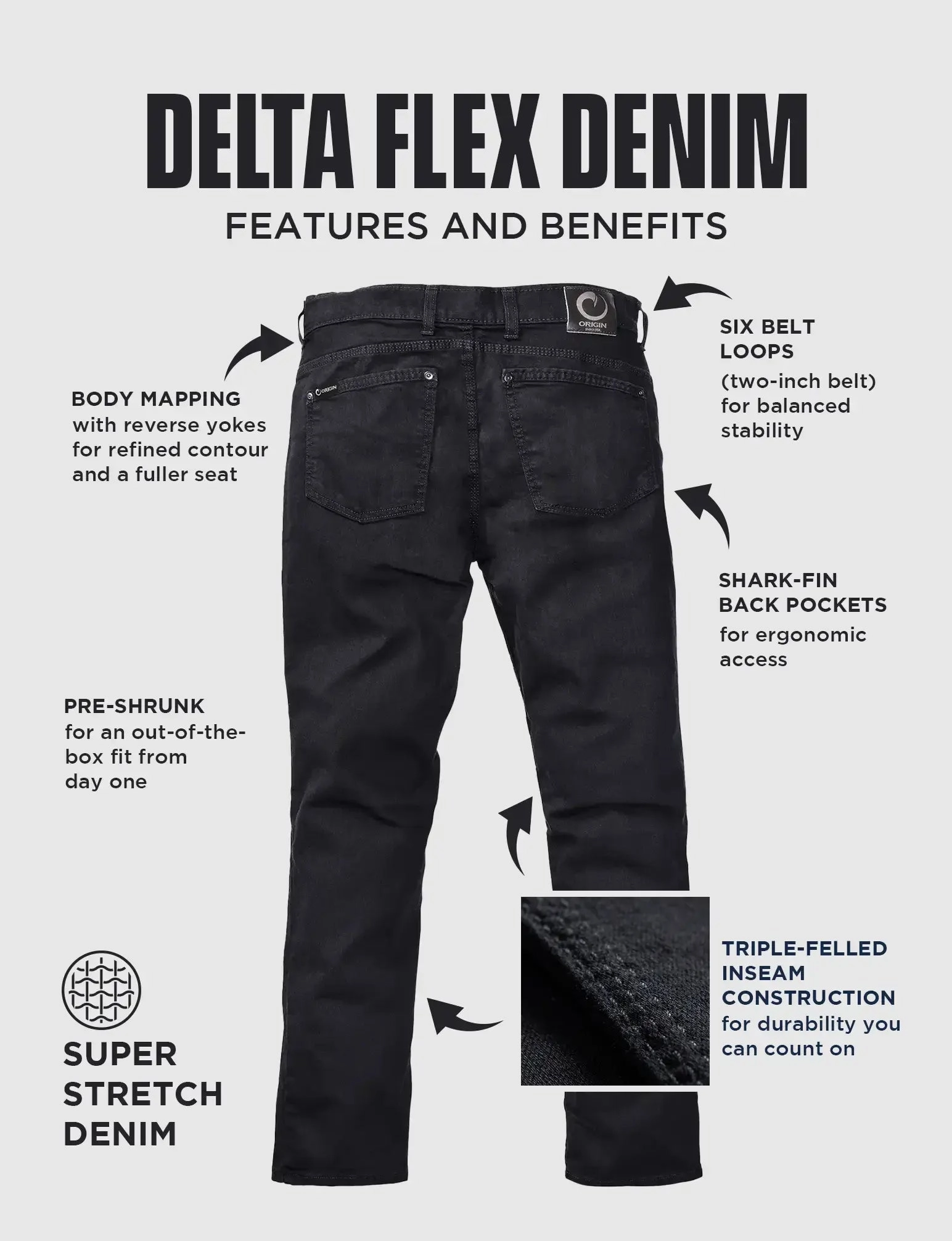 DELTA FLEX JEANS - TAPER - BLACK Cool Outfitters Style Simplicity