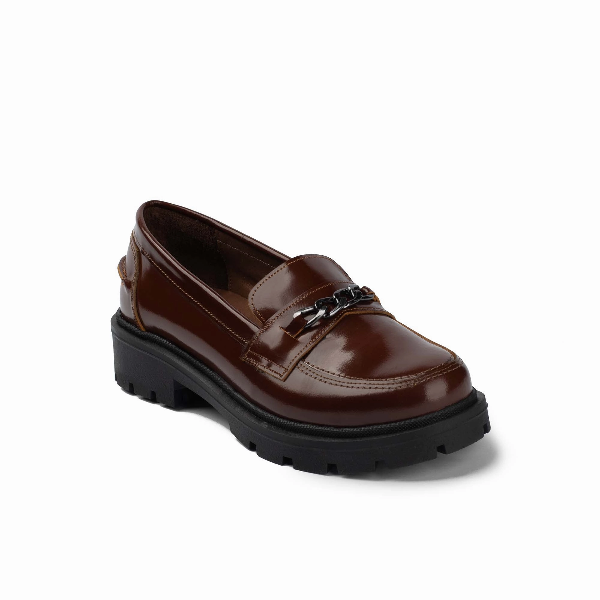 Clean Texture Smooth Motion Flora Brown Natural Leather Loafers