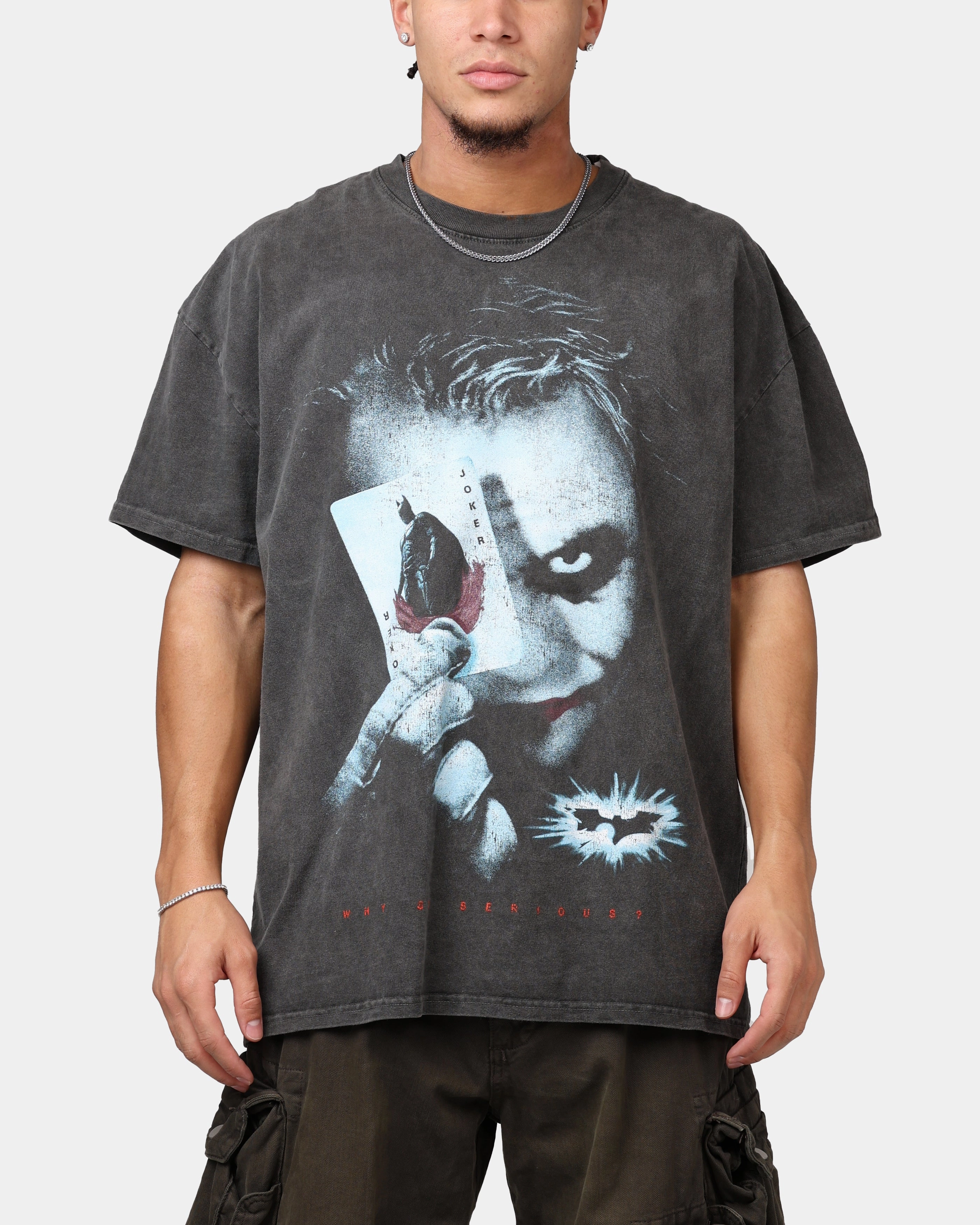 American Thrift X DC Batman The Dark Knight '08 Heavyweight T-Shirt Black Wash Easy Care Material Soft Wool