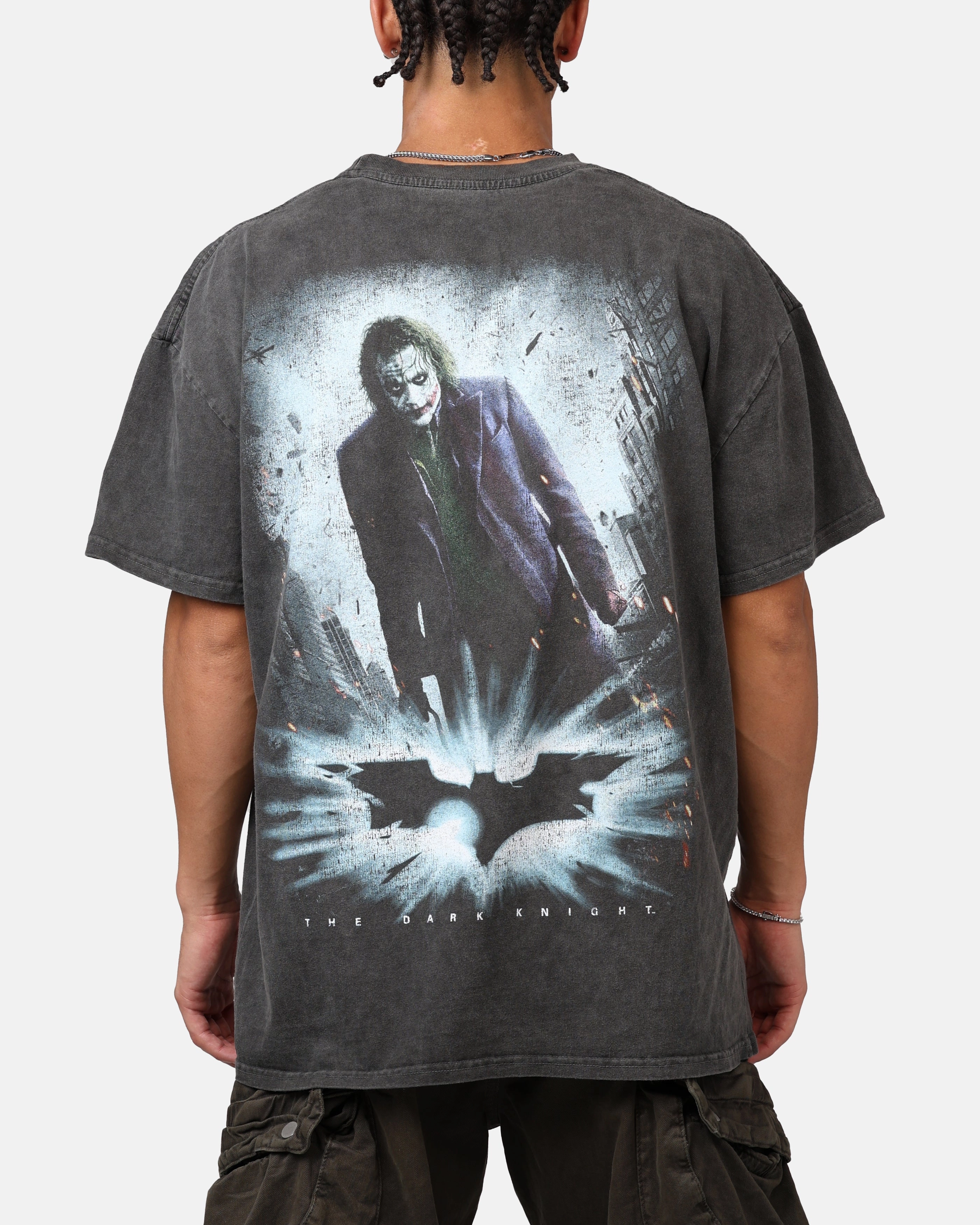 American Thrift X DC Batman The Dark Knight '08 Heavyweight T-Shirt Black Wash Flexible Waistband Adaptation LightweightLayeringSystem