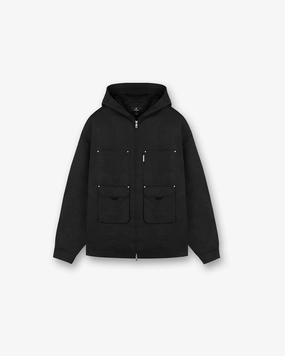 All-Day Wear Evening Elegance Utility Hooded Shirt - Jet Black