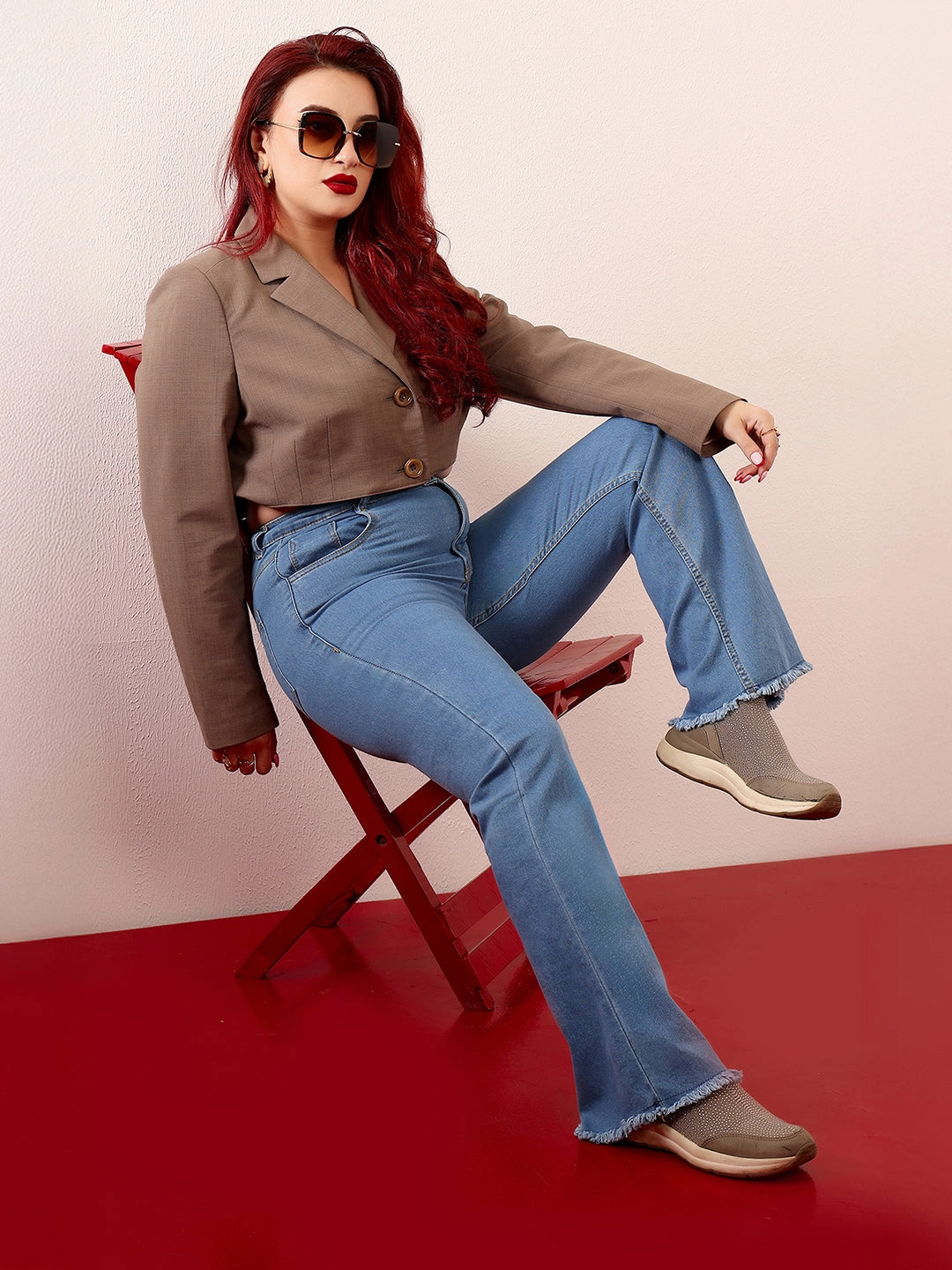 Women's Light Blue Bootcut High-Rise Regular Stretchable Denim Jeans Ready Choice