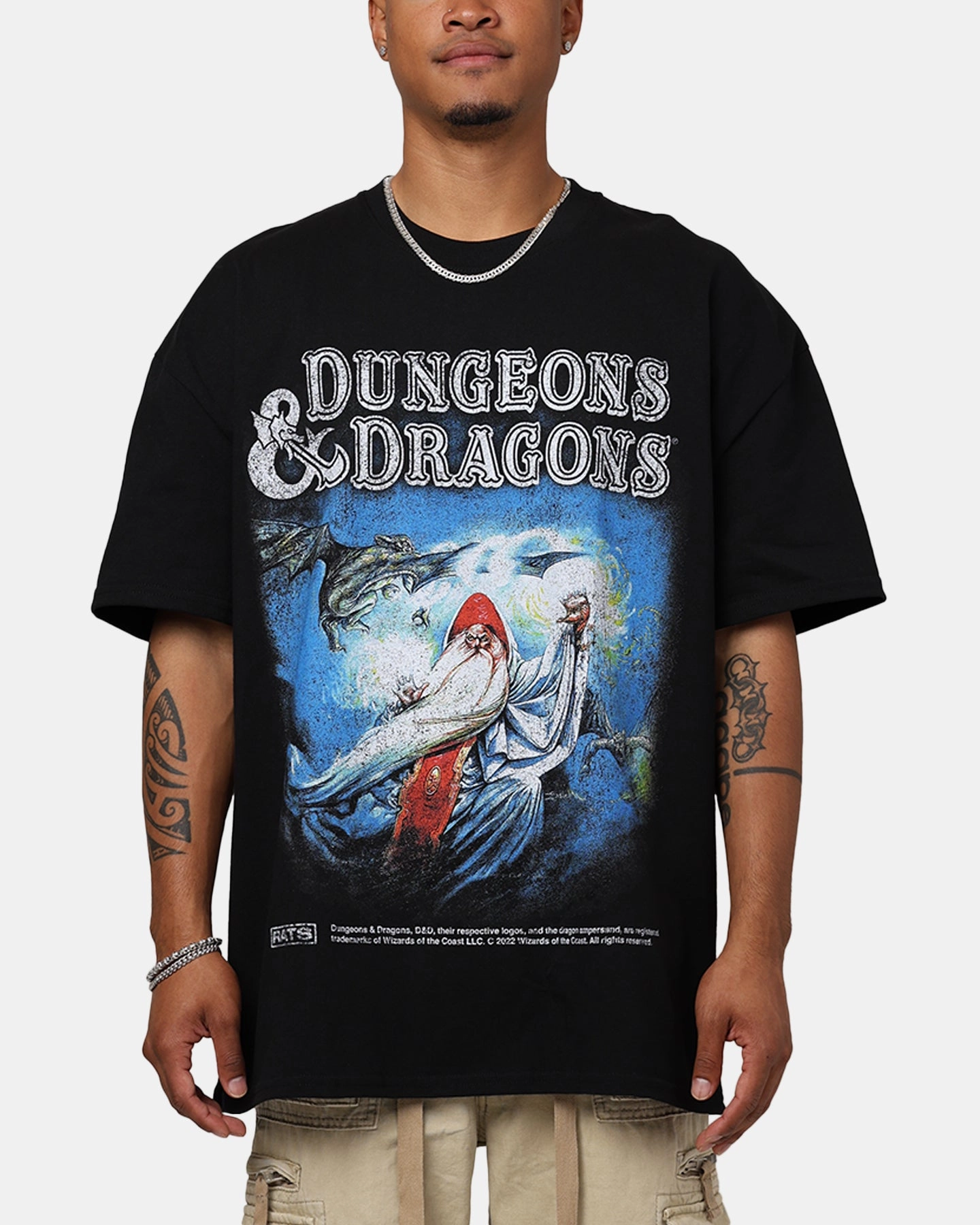 NonIrritatingSeams Contoured Armhole Design Rats Get Fat X Dungeons And Dragons Wizard Heavyweight Vintage T-Shirt Black
