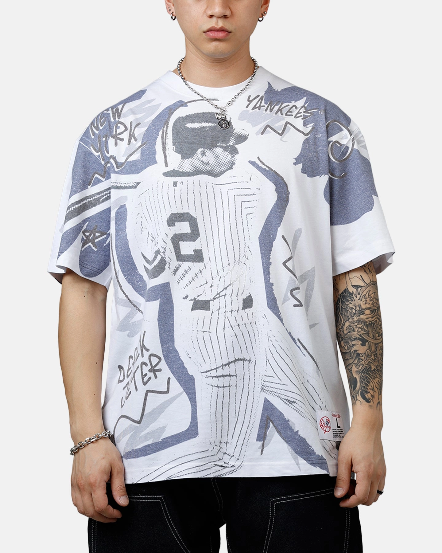 Mitchell & Ness Derek Jeter Showstopper T-Shirt Navy Adjustable Cuff AntiStatic Coating