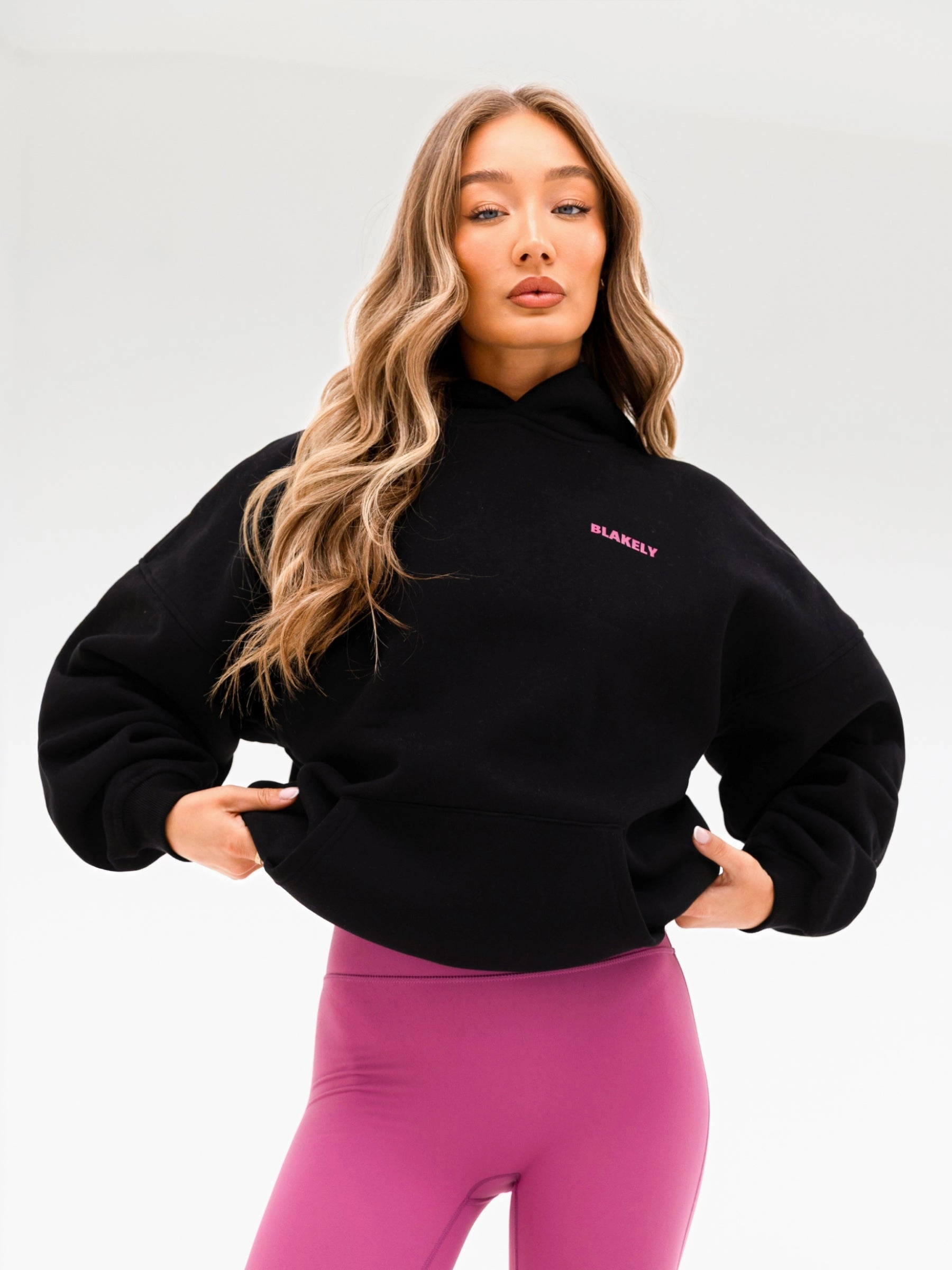 Amelie Oversized Hoodie - Black & Pink Youthful Appeal Comfy Street