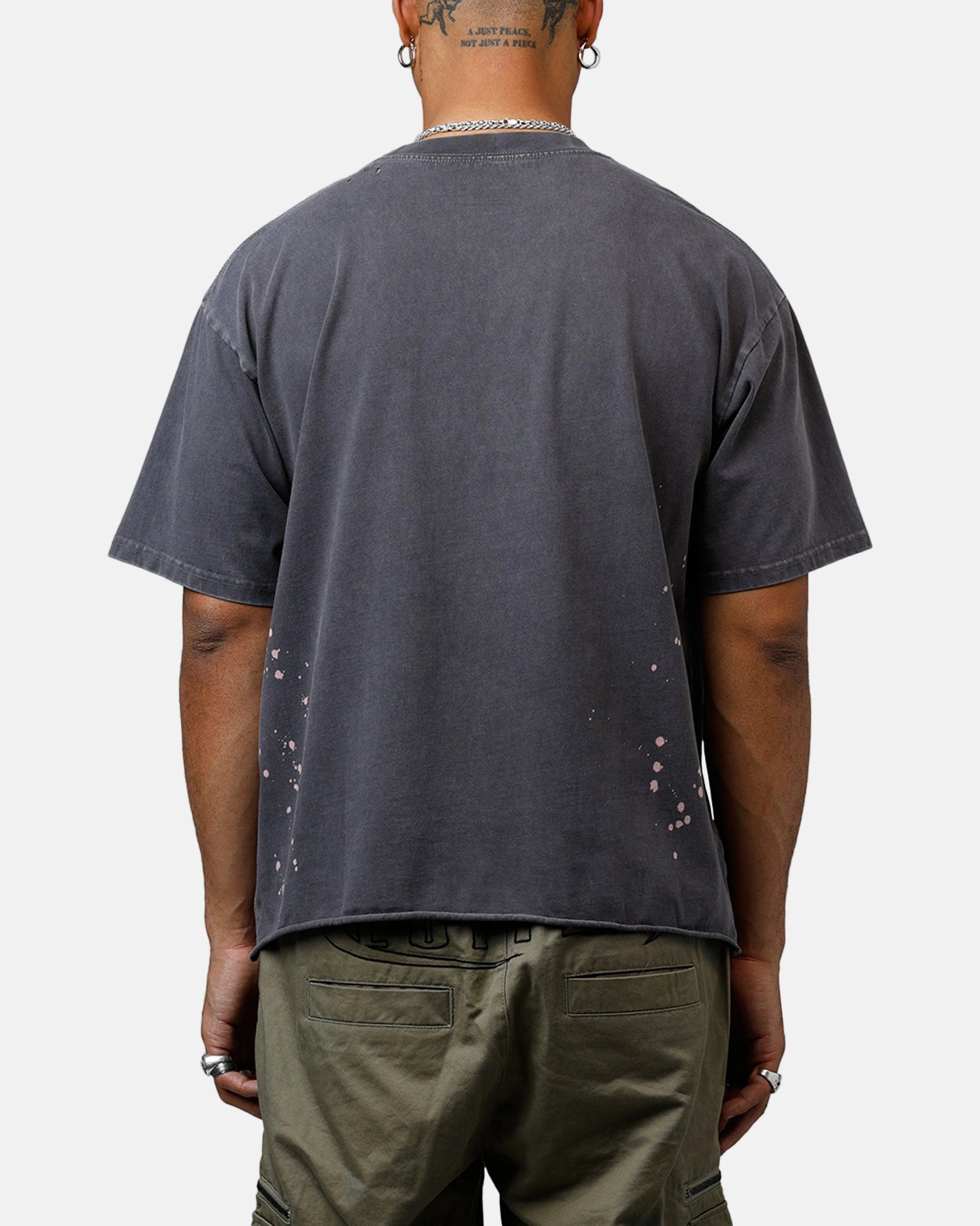 Ribbed Collar Design ReflectiveAccents Bravado The Rolling Stones Mick T-Shirt Washed Black