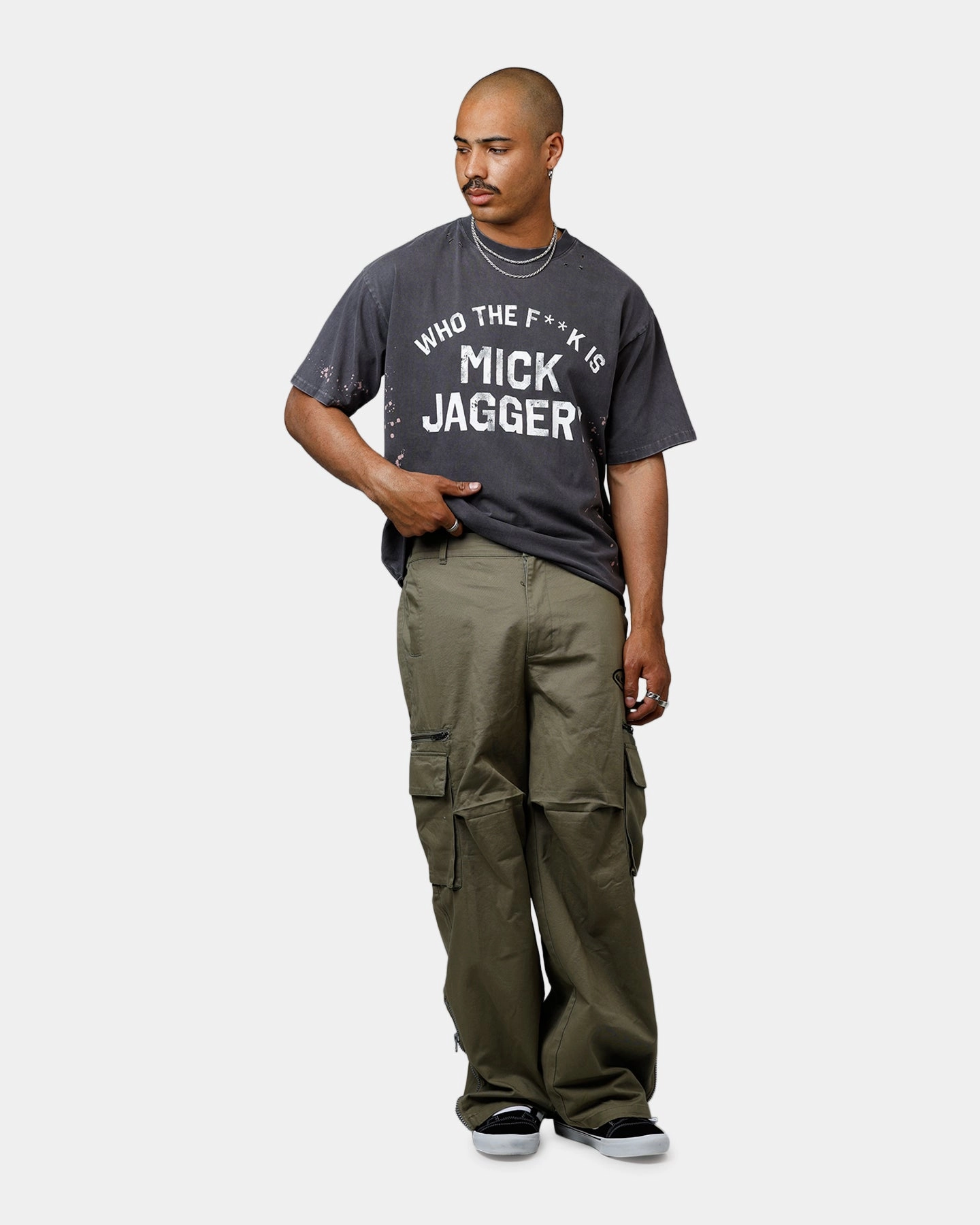 Bravado The Rolling Stones Mick T-Shirt Washed Black elegant design FlexibleRibbing