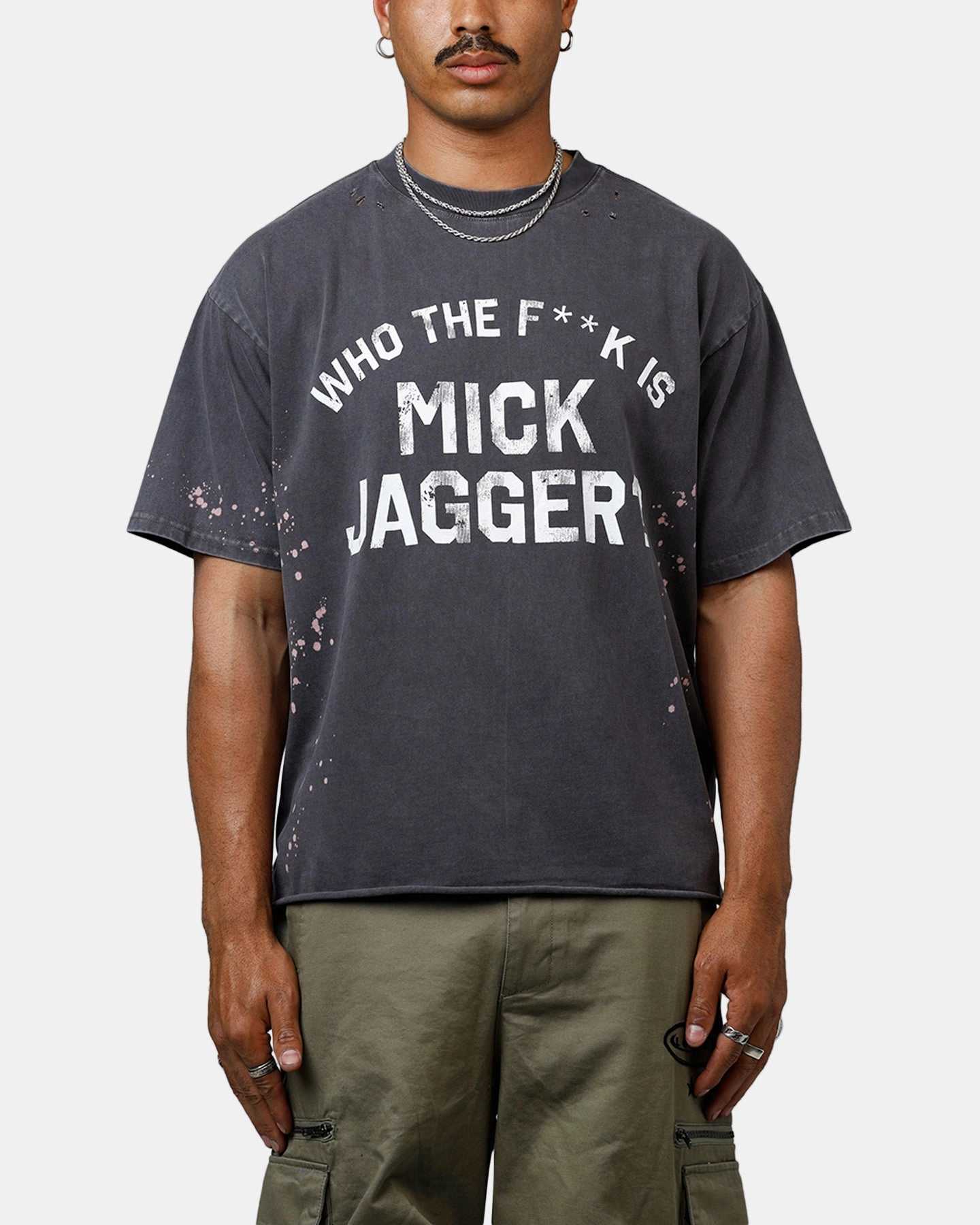 Bravado The Rolling Stones Mick T-Shirt Washed Black Non Restrictive Fit FrictionResistantEdges