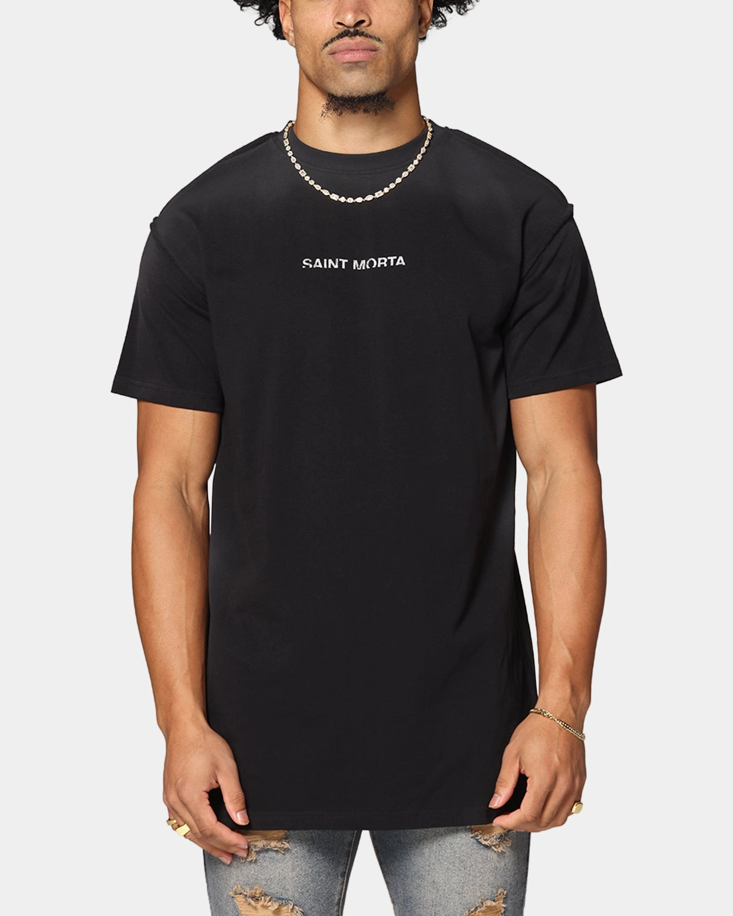 Saint Morta Void Lafayette T-Shirt Sunfade Black ThermalRegulation Sheer Overlay Material