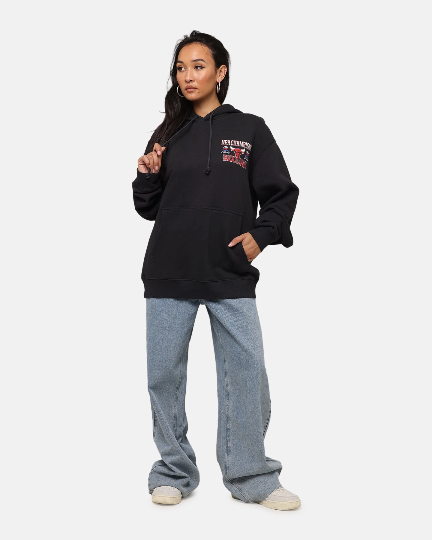 Fashion Blouse Mitchell & Ness Chicago Bulls Back To Back Hoodie Faded Black