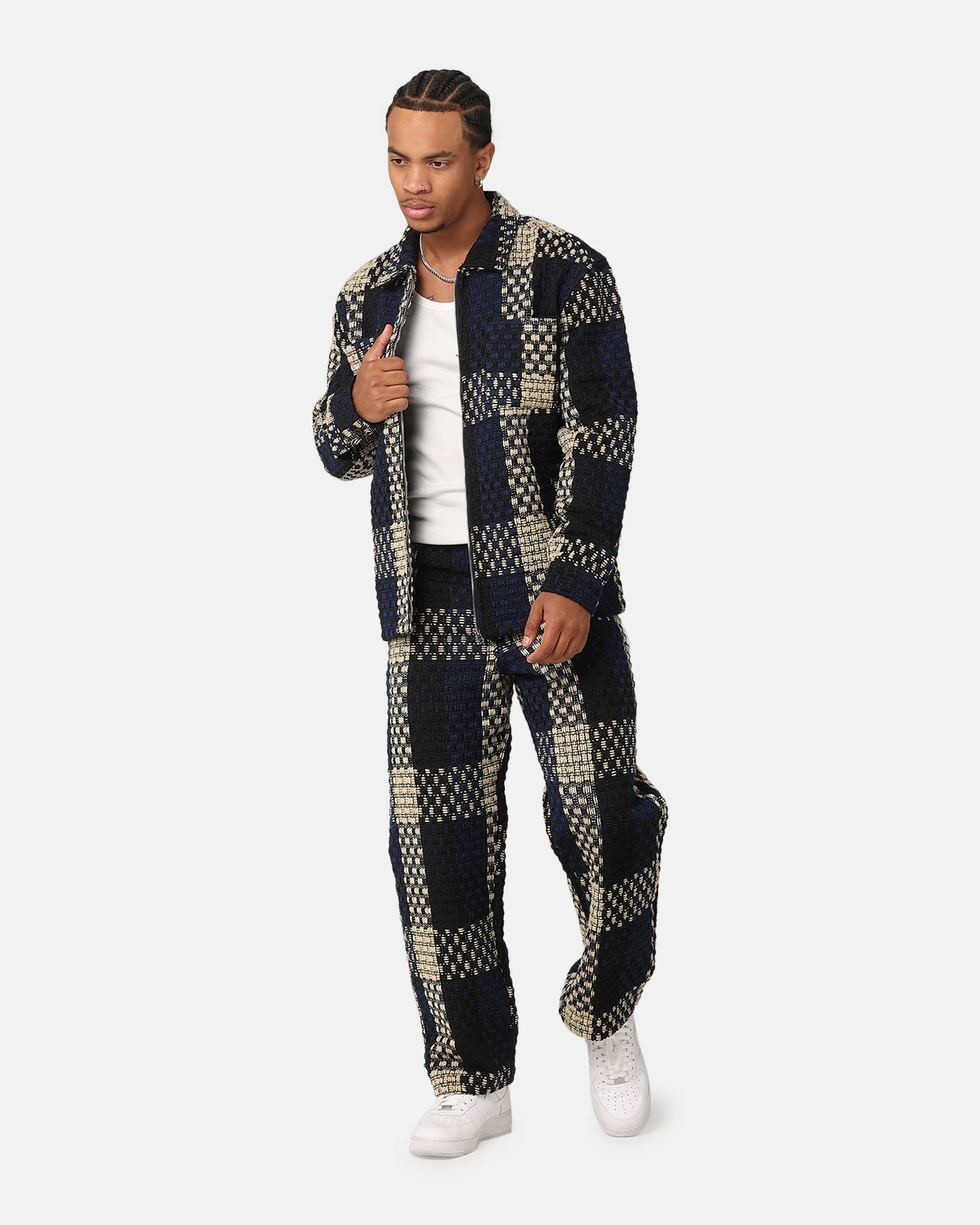 Fleece Backing XXIII Textured Weave Jacket Blue/Black/Yellow