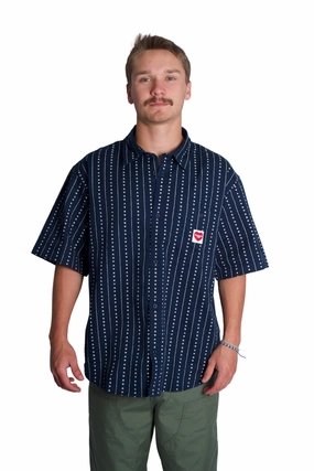 Twill Weave Drewe Shirt in Ink Pinstripe