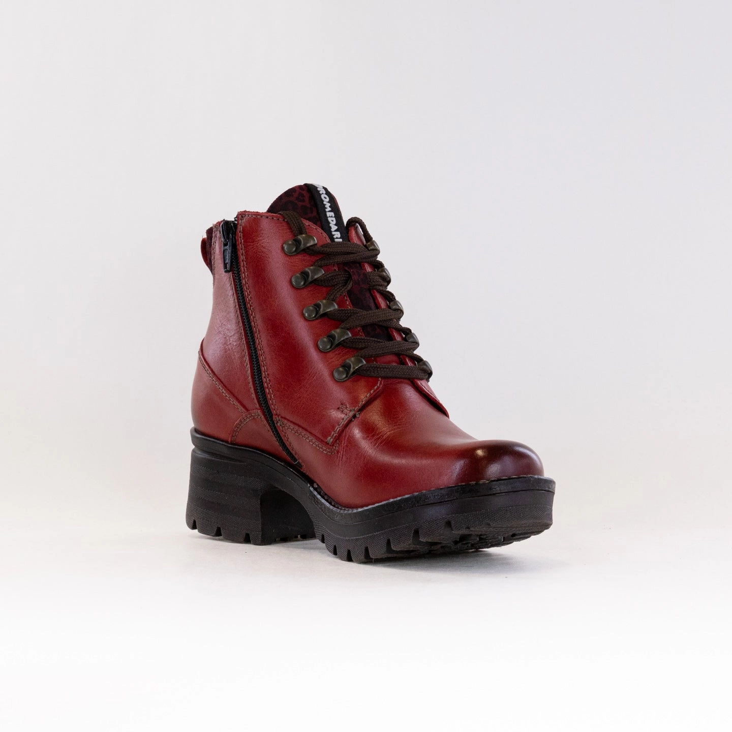Dromedaris Karlie (Women's) - Red/Mini Leo Chunky Sole Waterproof Cold Weather Commuter
