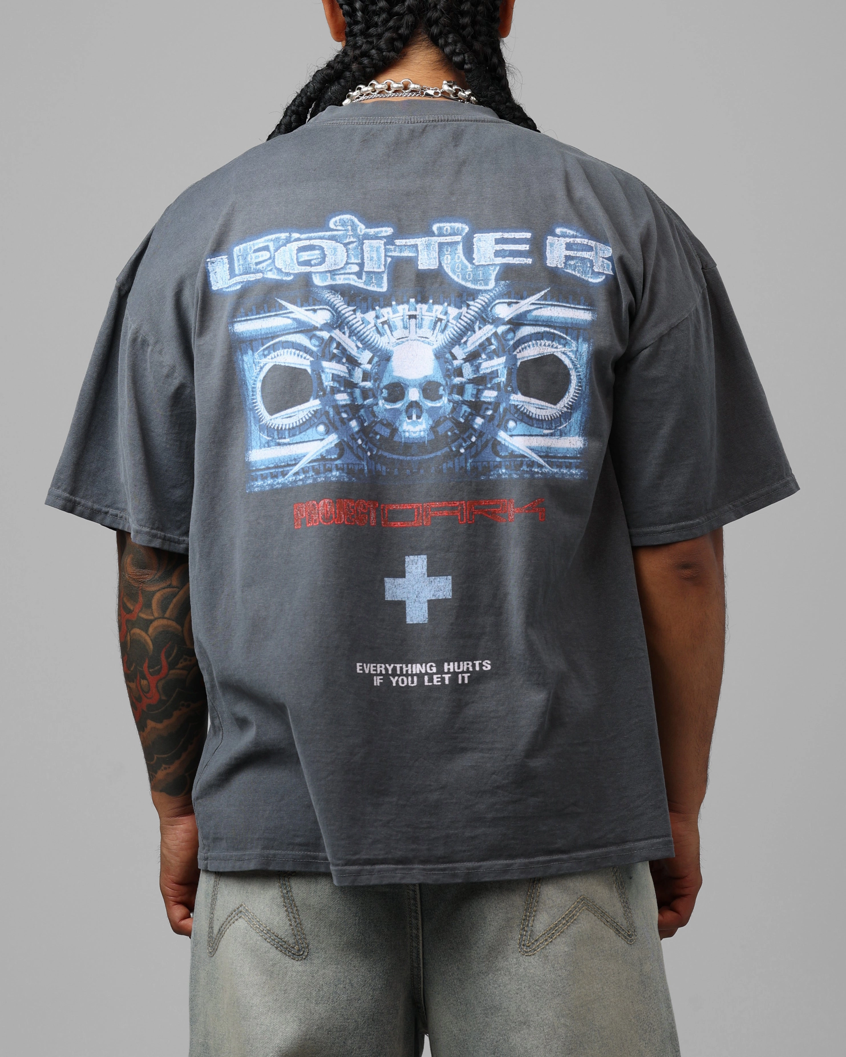 Loiter Project Dark Vintage T-Shirt Washed Charcoal Architectural Tailoring