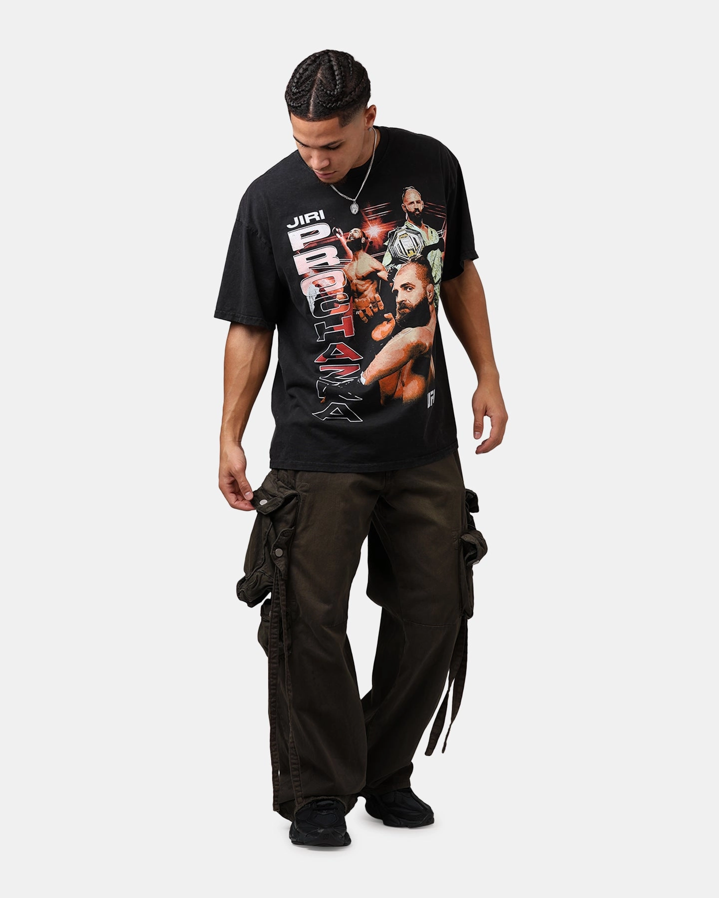 UFC By Culture Kings Jiri Prochazka Vintage T-Shirt Black Acidwash Two Tone Texture Effect Tear Resistant Reinforcement