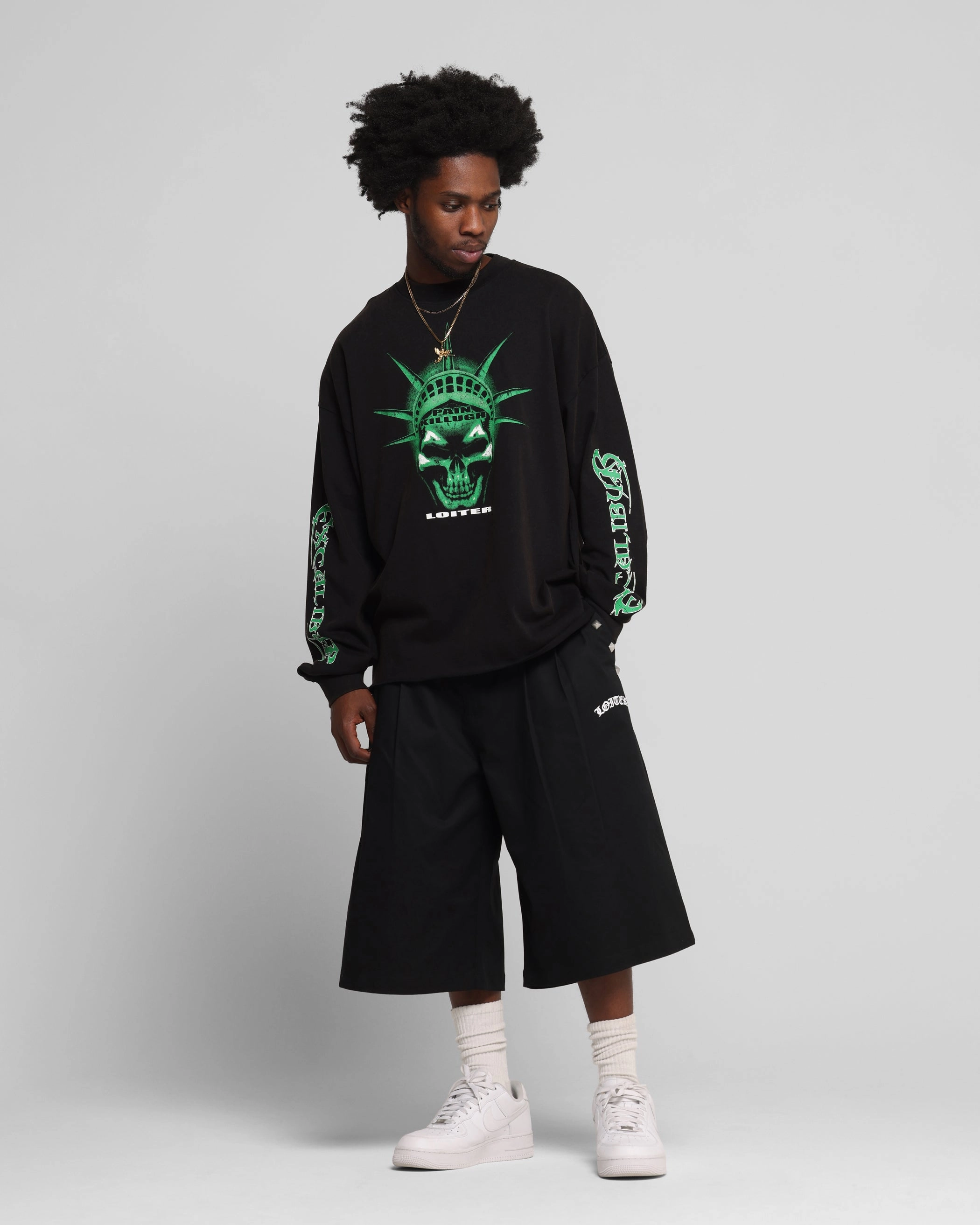 BreathableMaterial Loiter Liberty Long Sleeve T-Shirt Vintage Black