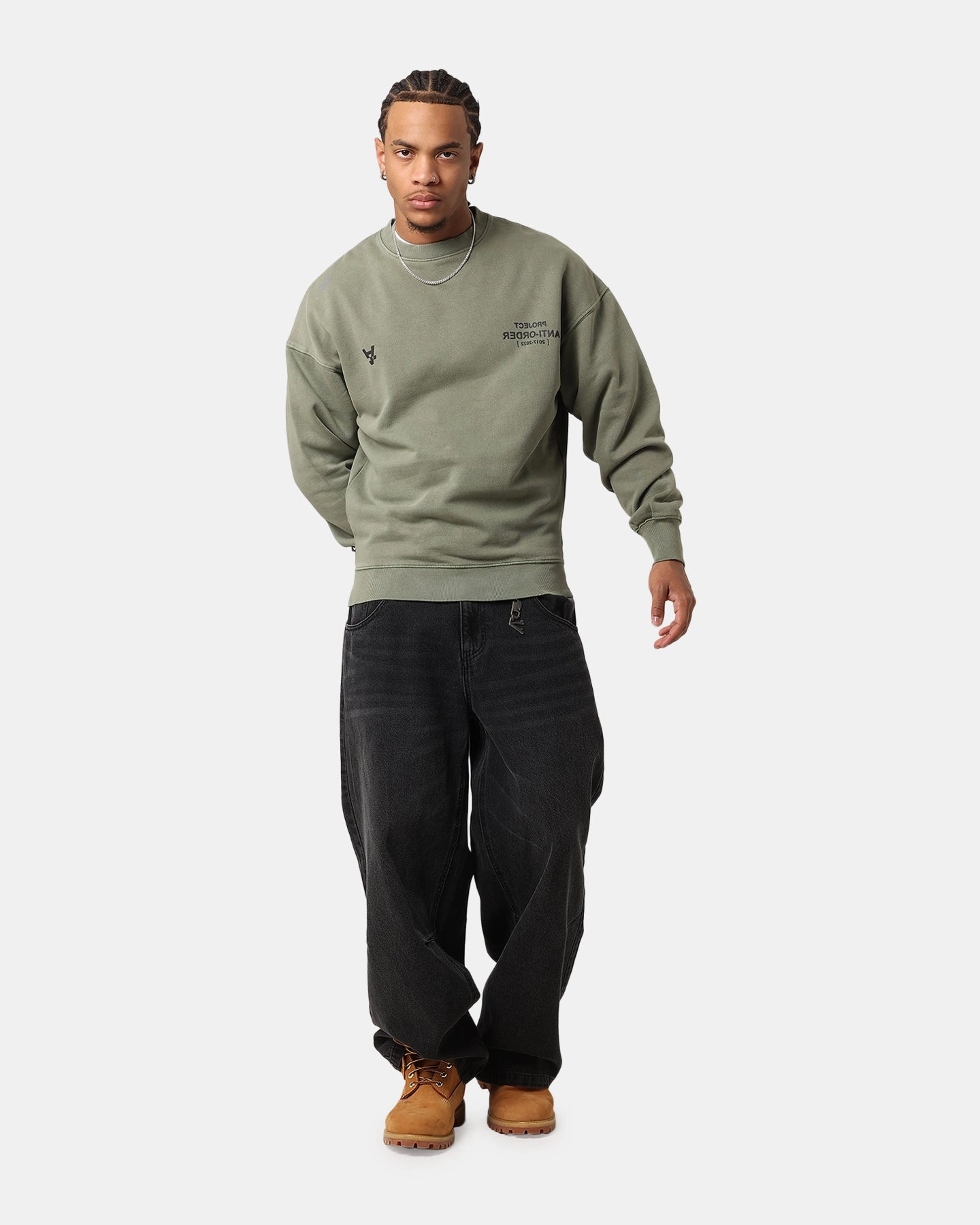 The Anti Order Project Anti Boxy Crewneck Vintage Army VentedBack Non Restrictive Cut