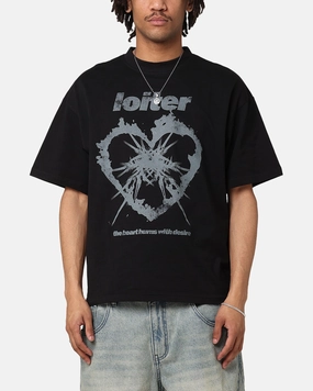 Loiter Desire T-Shirt Black Ribbed Hemline