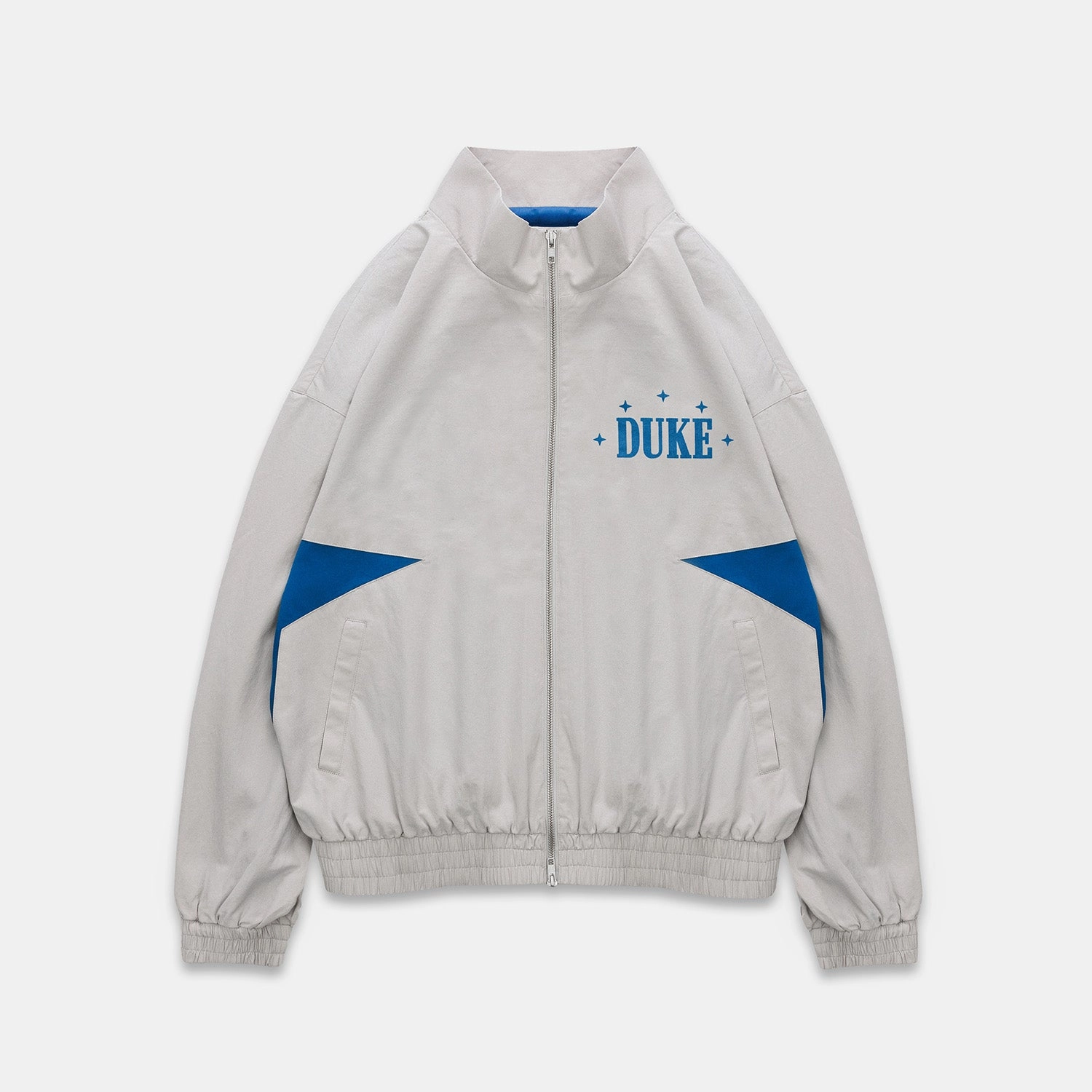 Wind Resistant Coating Non Irritating Edging Duke Plus Grey   Blue Track Jacket