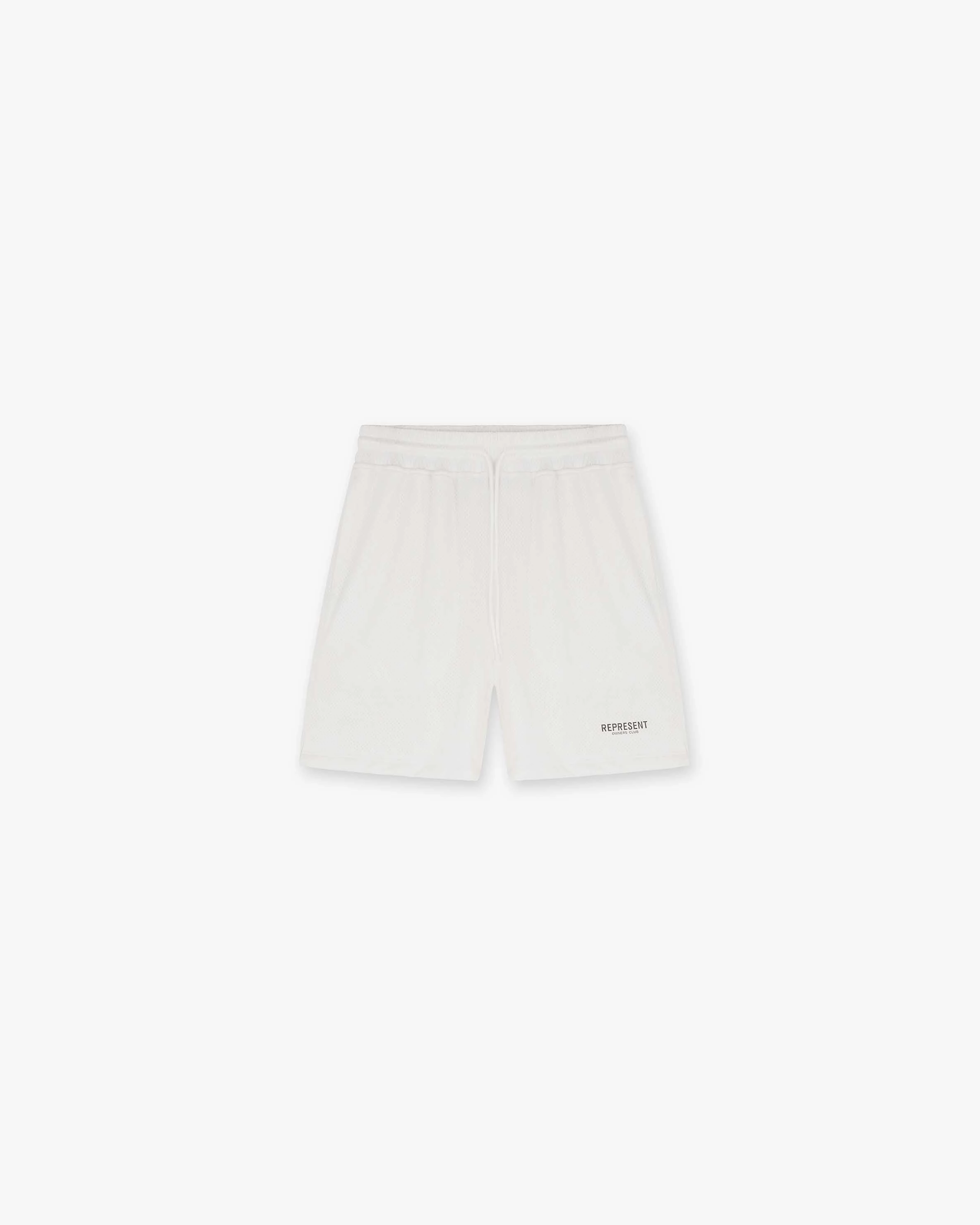 Four Way Stretch Fabric Represent Owners Club Mesh Shorts - Flat White
