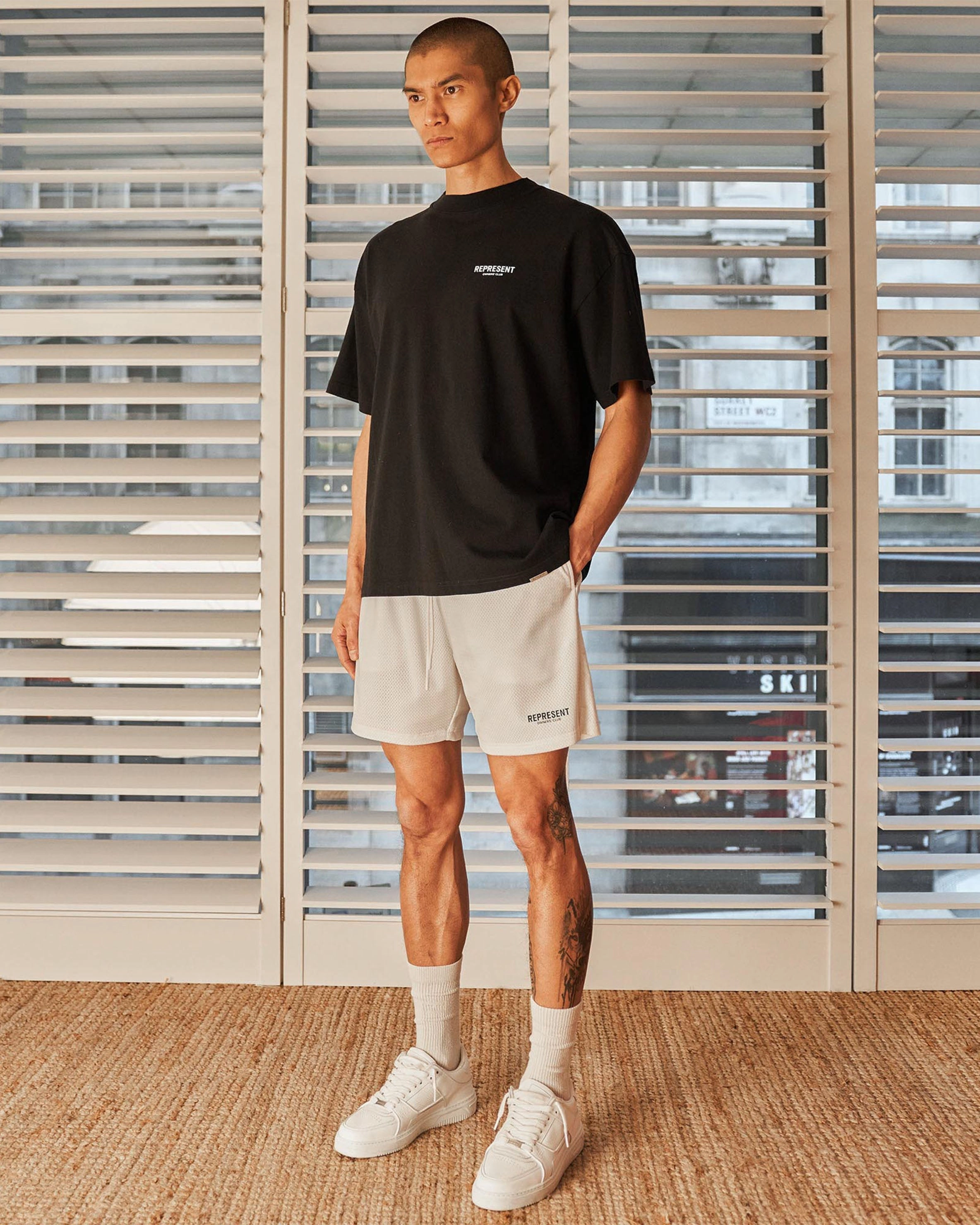 Represent Owners Club Mesh Shorts - Flat White waterproof polo shirt