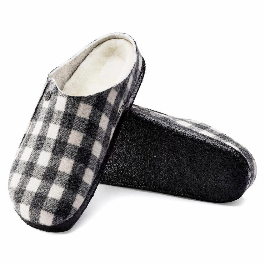 Birkenstock Zermatt Shearling (Women's) - Plaid White Stretchable Slip On Flexible Build