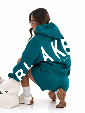 Isabel Oversized Hoodie - Storm Teal Brushtail possum like Non Restrictive Cuffs