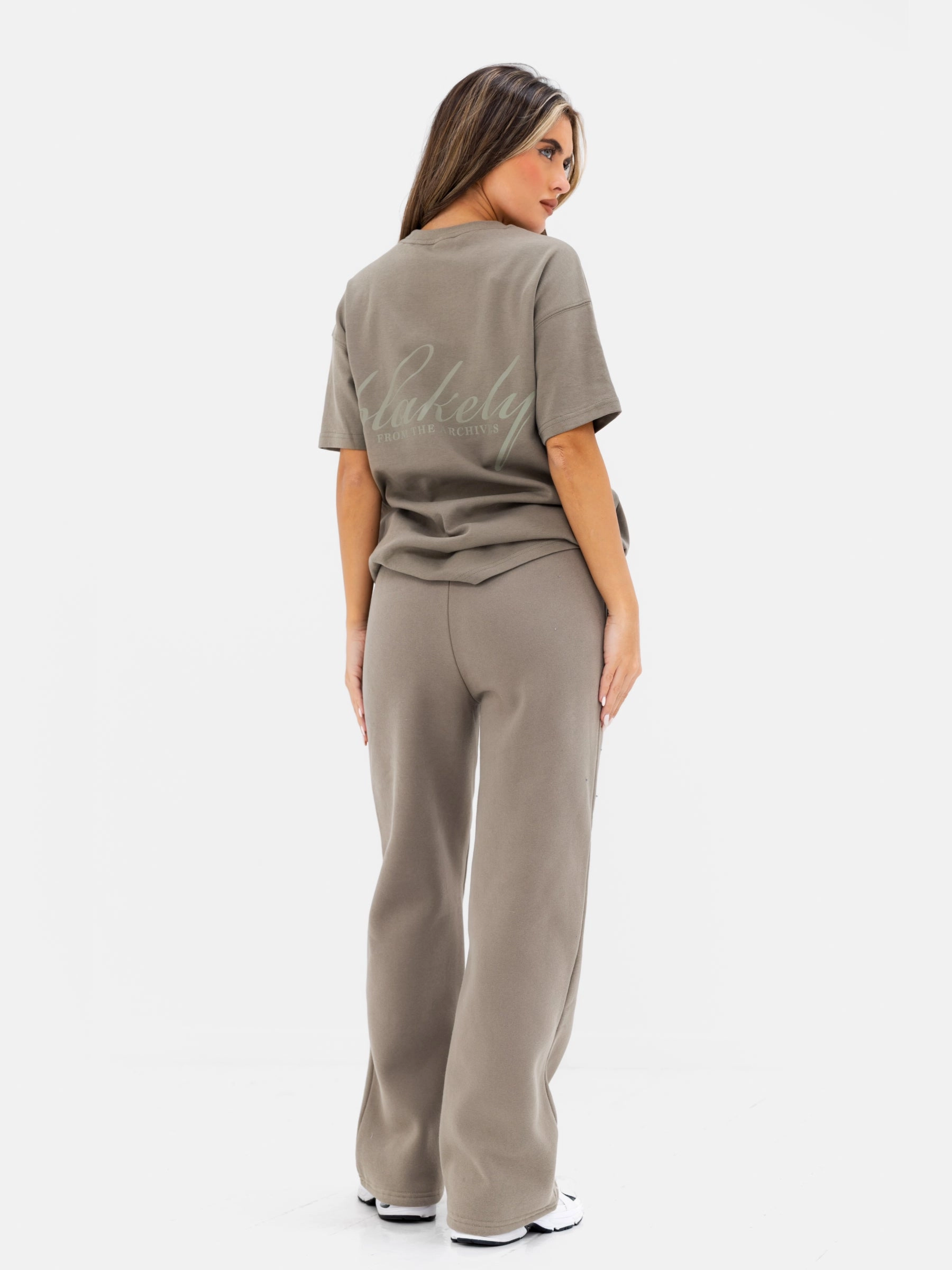 Tough Style Stylish Wear Georgia Wide Leg Sweatpants - Safari Green