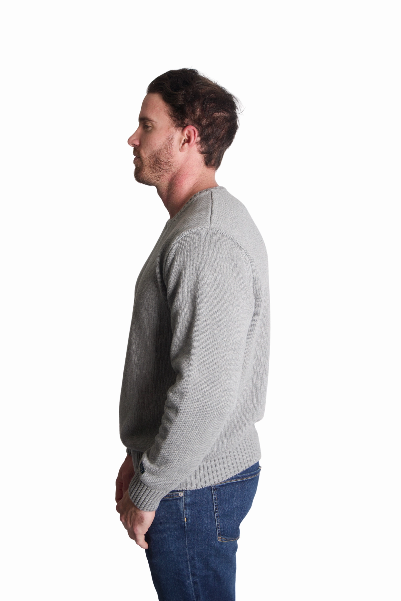 Layered Collar Option Everyday Pair Ivy Cotton Sweater in Grey