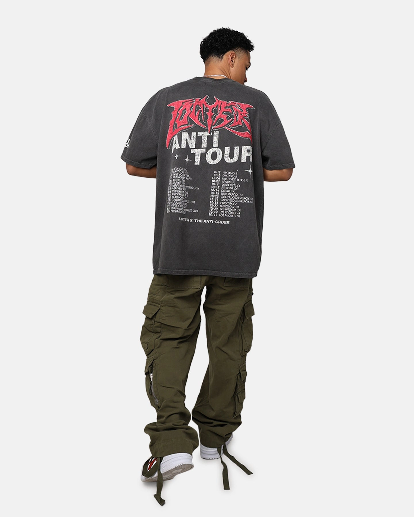 Loiter X The Anti Order Anti Tour Vintage T-Shirt Black Wash MinimalistSilhouette Retro Style