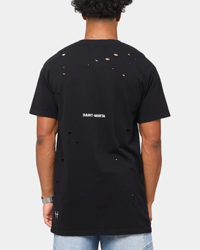 Airy Mesh Lining Saint Morta Distressed Lafayette T-Shirt Black