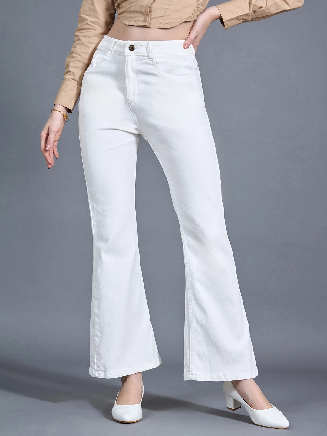 Clean Shape 24/7 Comfort White Bootcut High-Rise Stretchable Denim Jeans