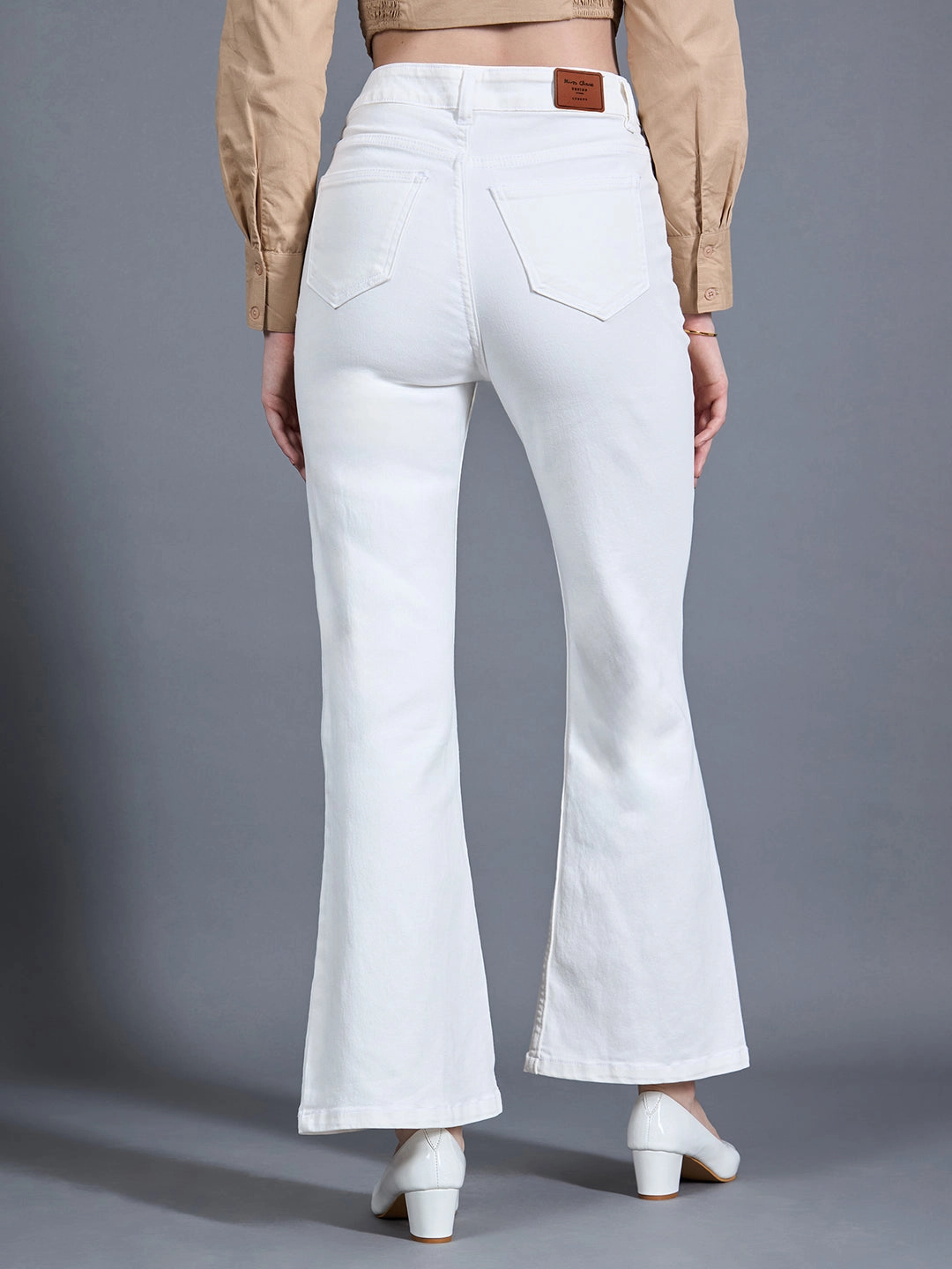 Youth Style Office Wear 24/7 Comfort White Bootcut High-Rise Stretchable Denim Jeans