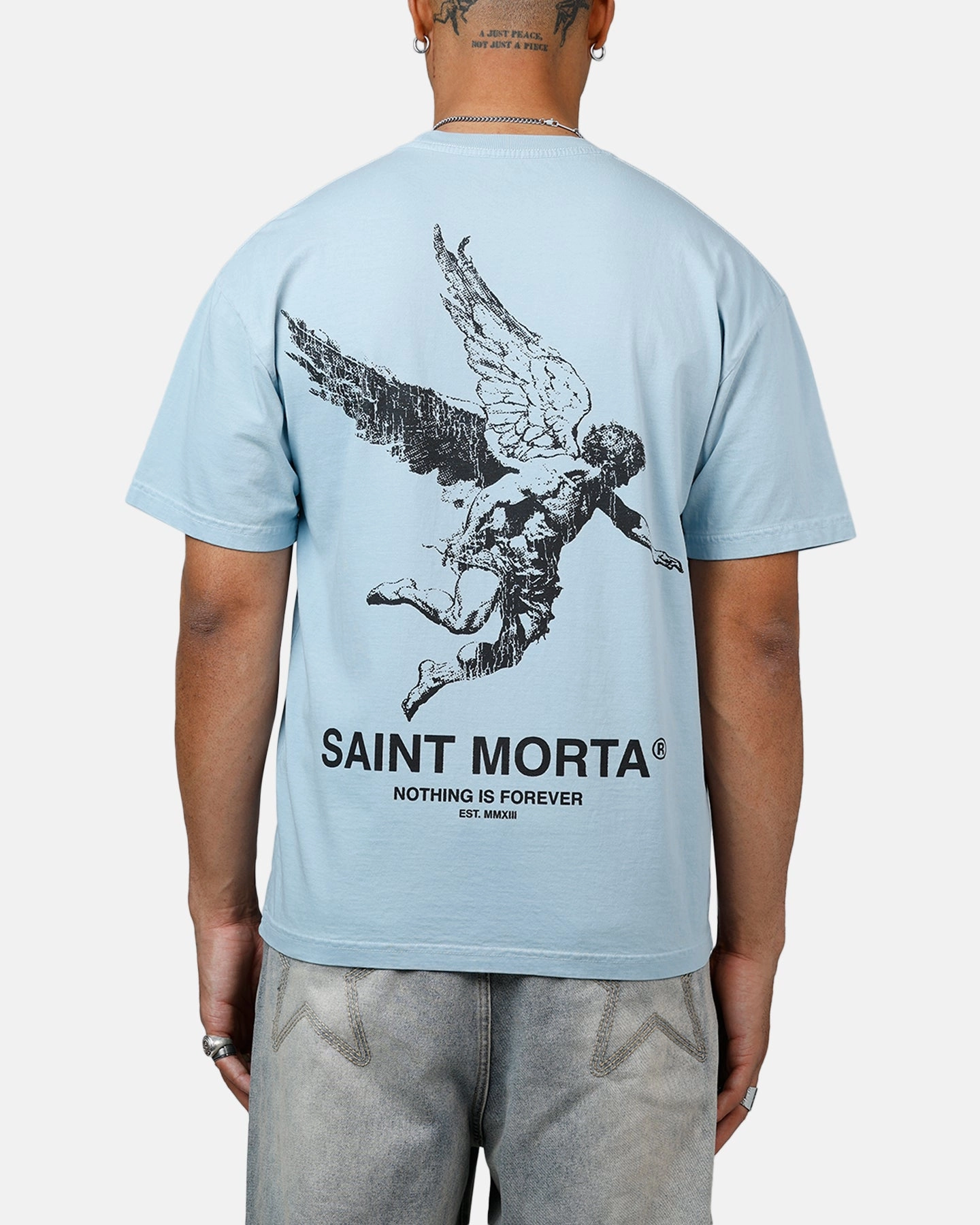 High Stretch Fabric Saint Morta Nothing Is Forever Drop T-Shirt Slate Blue