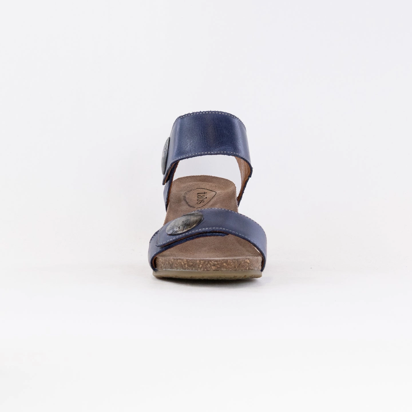 Taos Carousel 3 Wedge Sandal (Women's) - Dark Blue Leather Relaxed Walking Quick Buckle