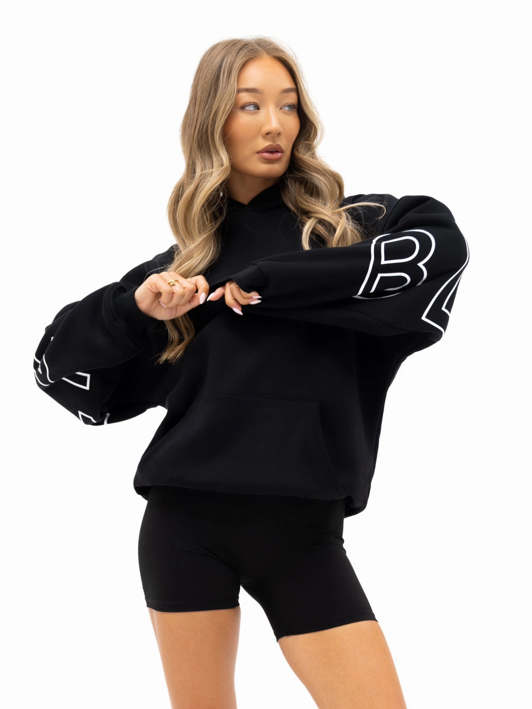Street Mood Athletic Tailoring Outline Isabel Oversized Hoodie - Black