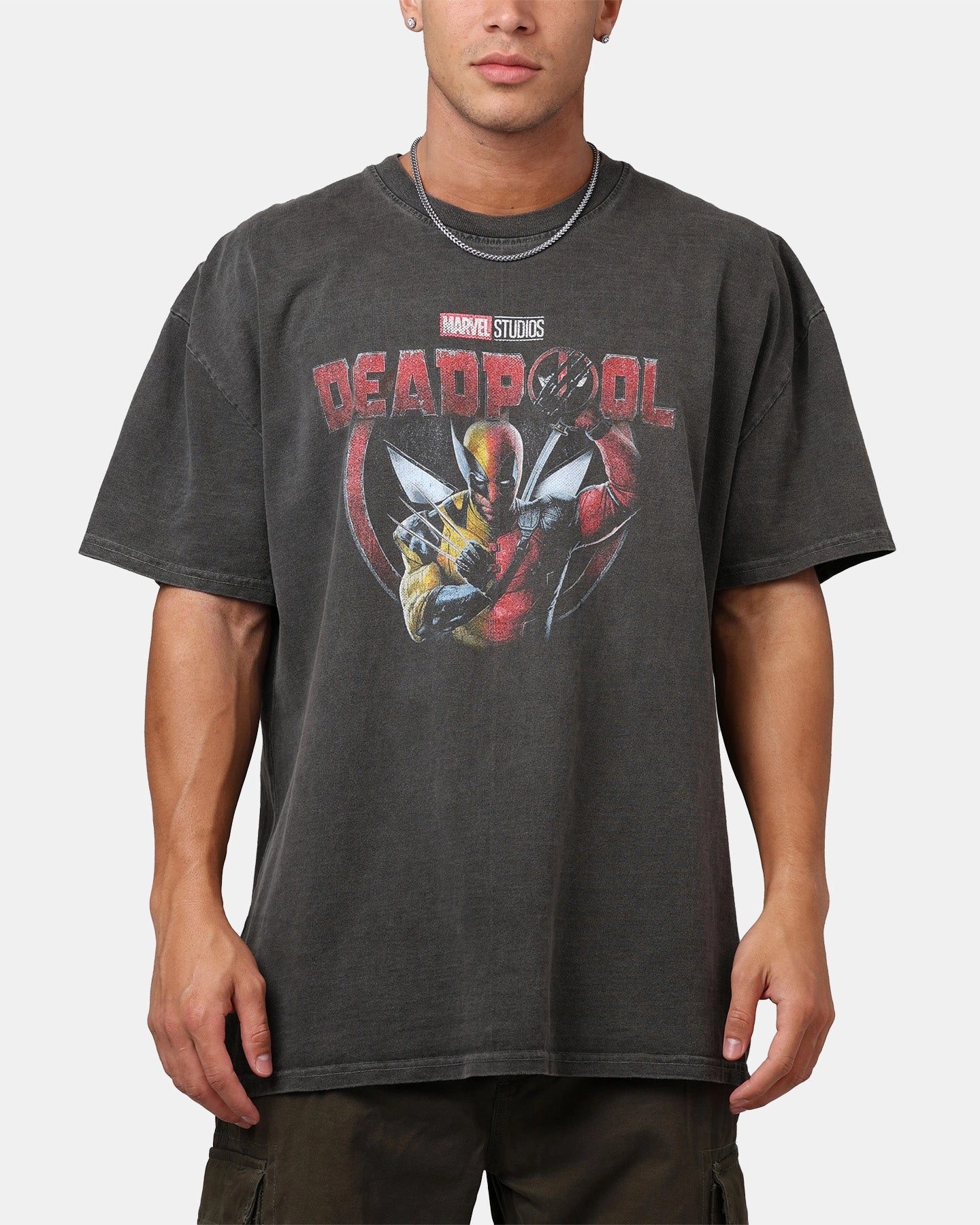 AllDayComfort Natural Fiber Blend Goat Crew Marvel Deadpool Poster Heavyweight T-Shirt Black Wash