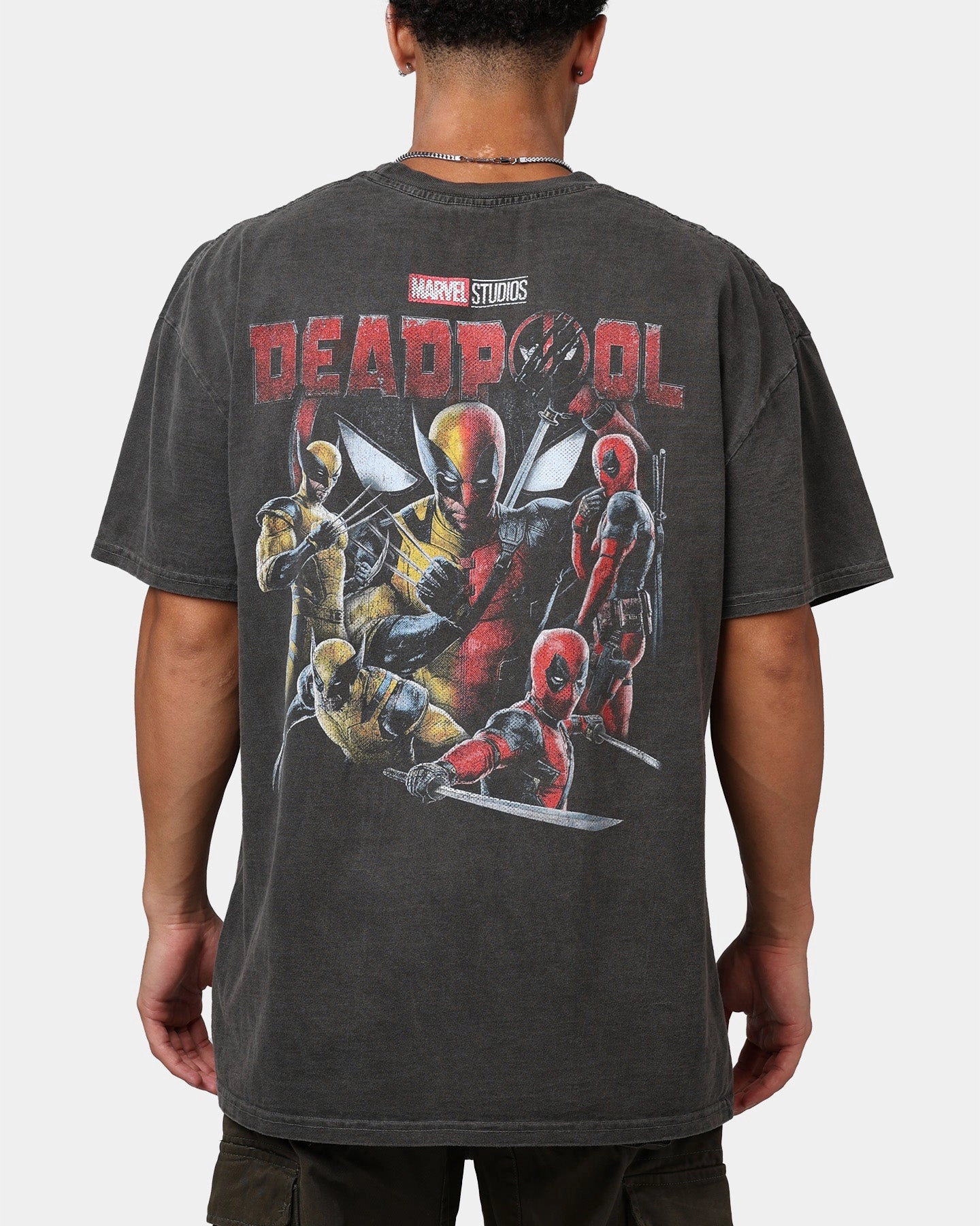 Goat Crew Marvel Deadpool Poster Heavyweight T-Shirt Black Wash Comfortable Cut Lightweight Thermal