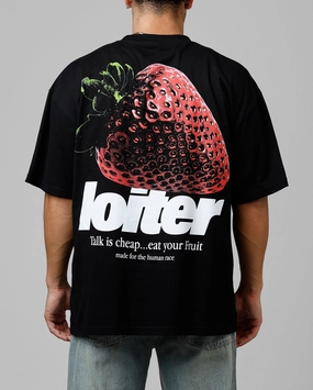 Relaxed Fit Shirt Loiter Strawberry Drop T-Shirt Black