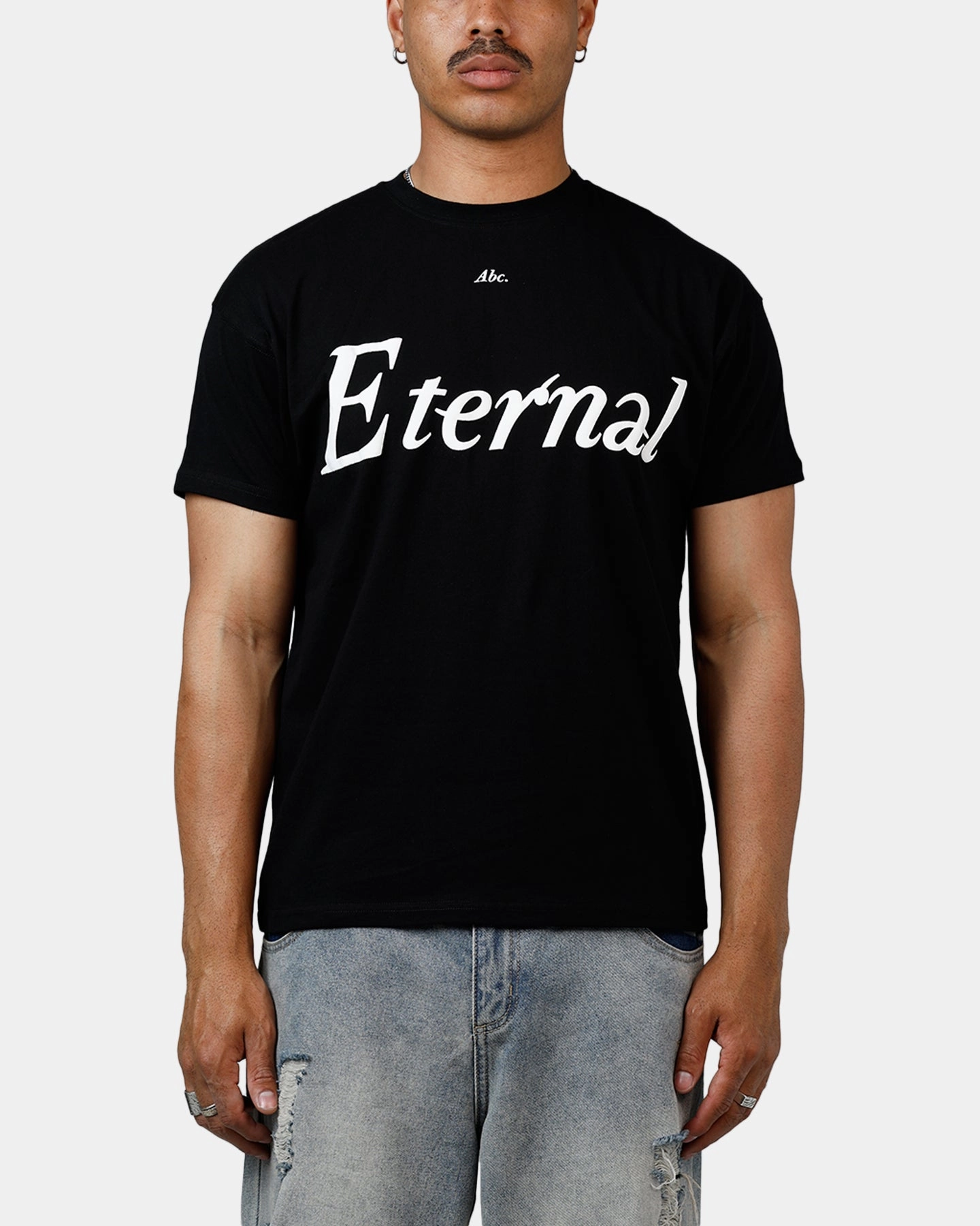 Mesh Lining Tactile Soft Texture ABC Eternal T-Shirt Black
