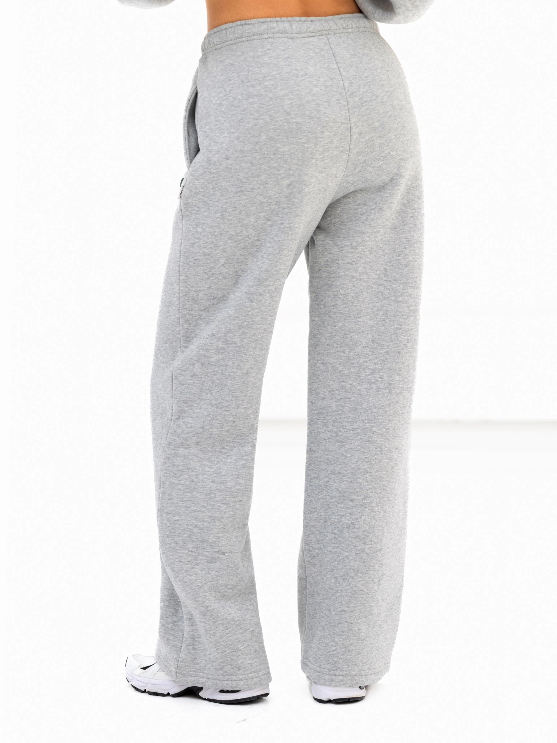 Quick Layering Trendy Comfort Cloud Print Wide Leg Sweatpants - Marl Grey