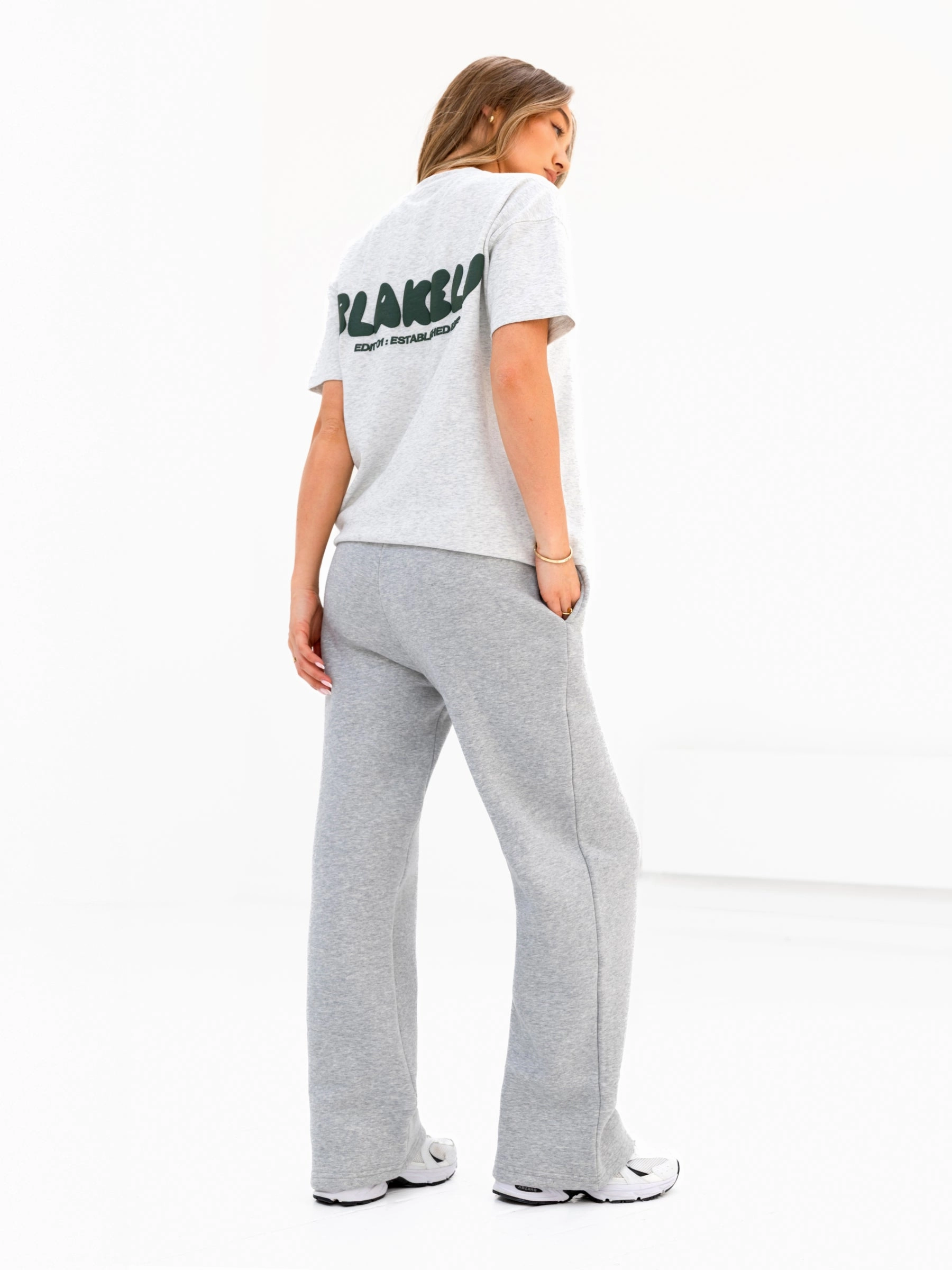 Cloud Print Wide Leg Sweatpants - Marl Grey Flexible Performance Wear FadeResistantTreatment
