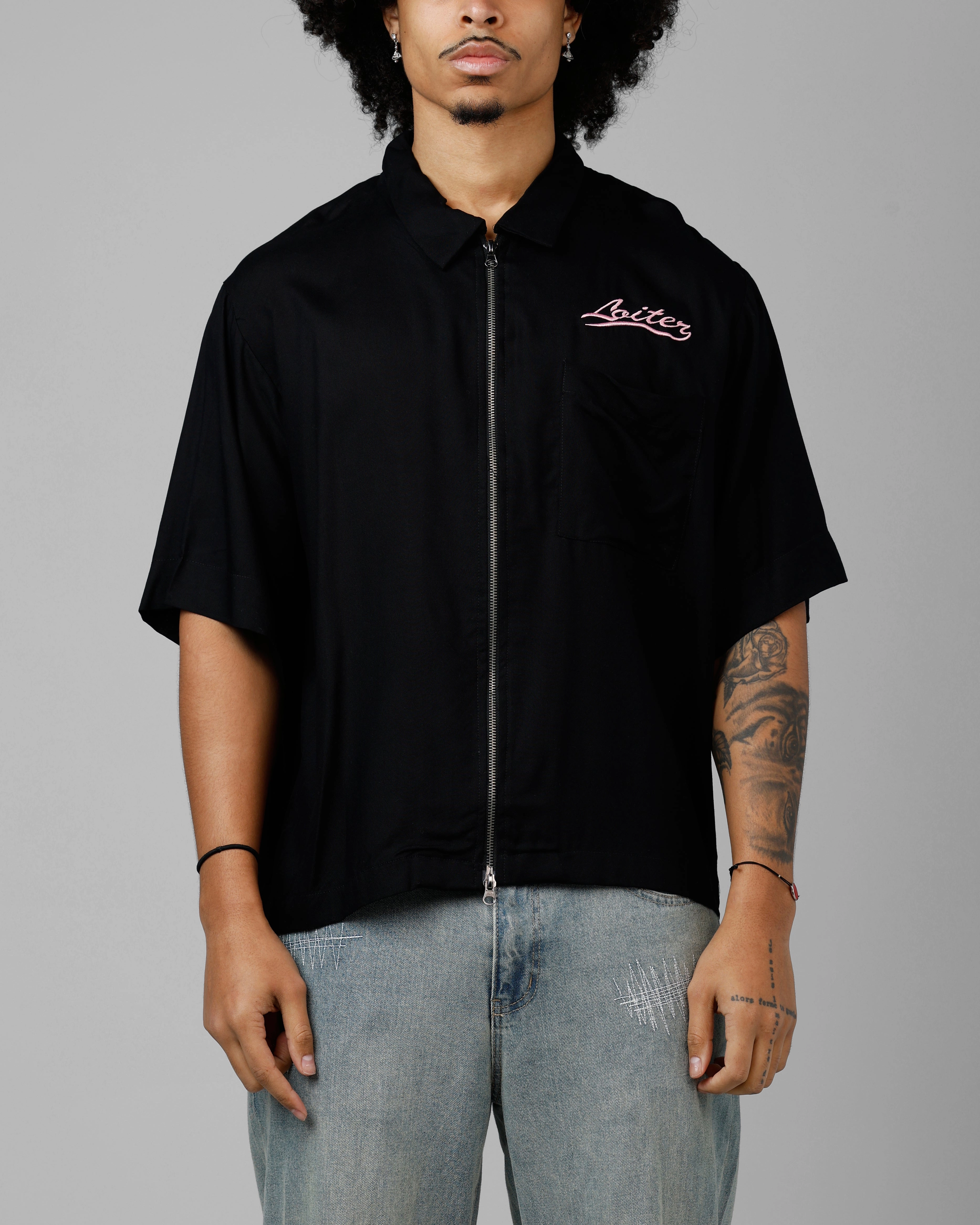 Loiter Calabasas Shirt Black AdjustableDrawstring
