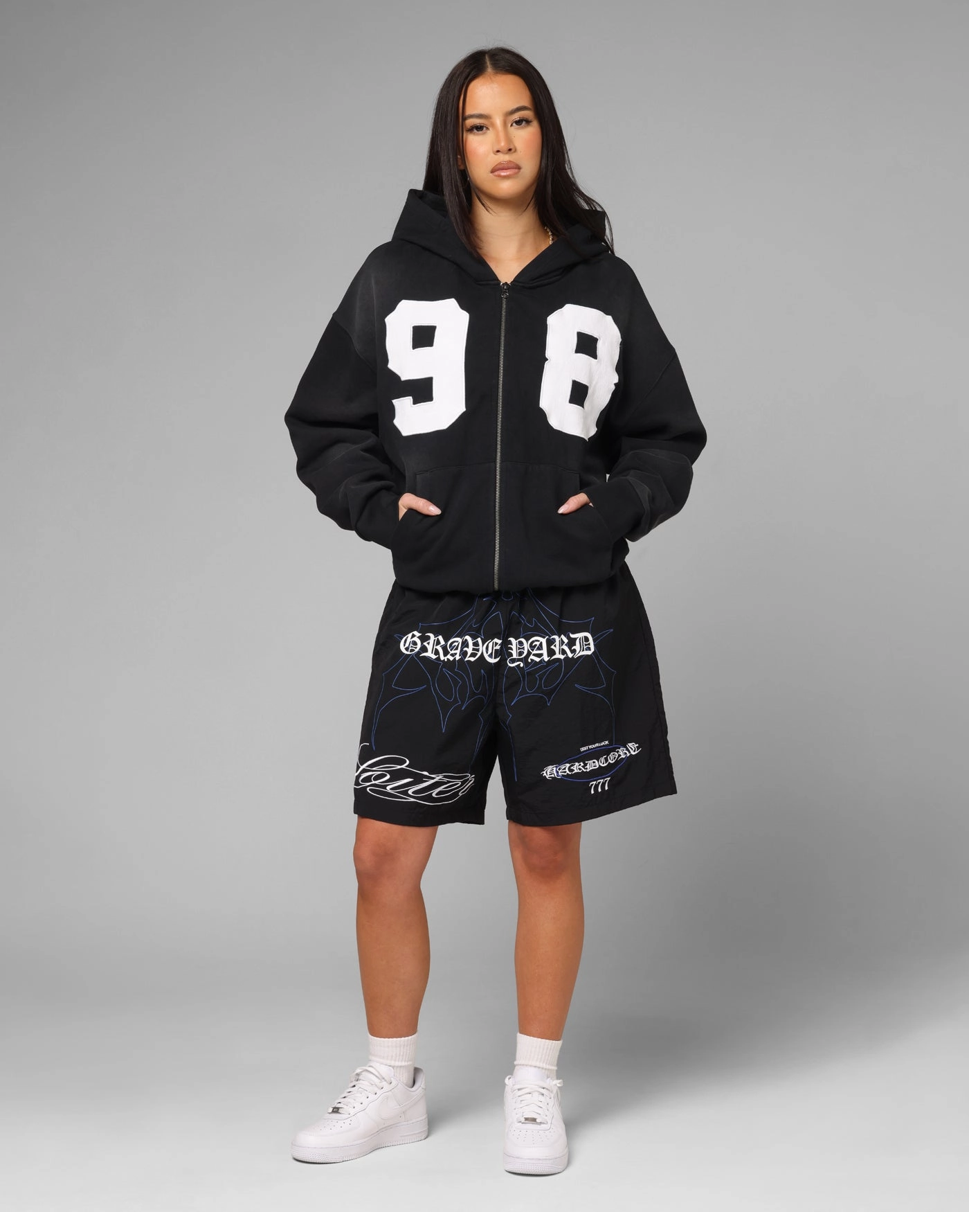 Loiter Cosmos Hoodie Washed Black LongWearingComfort Flexible Knit Fabric